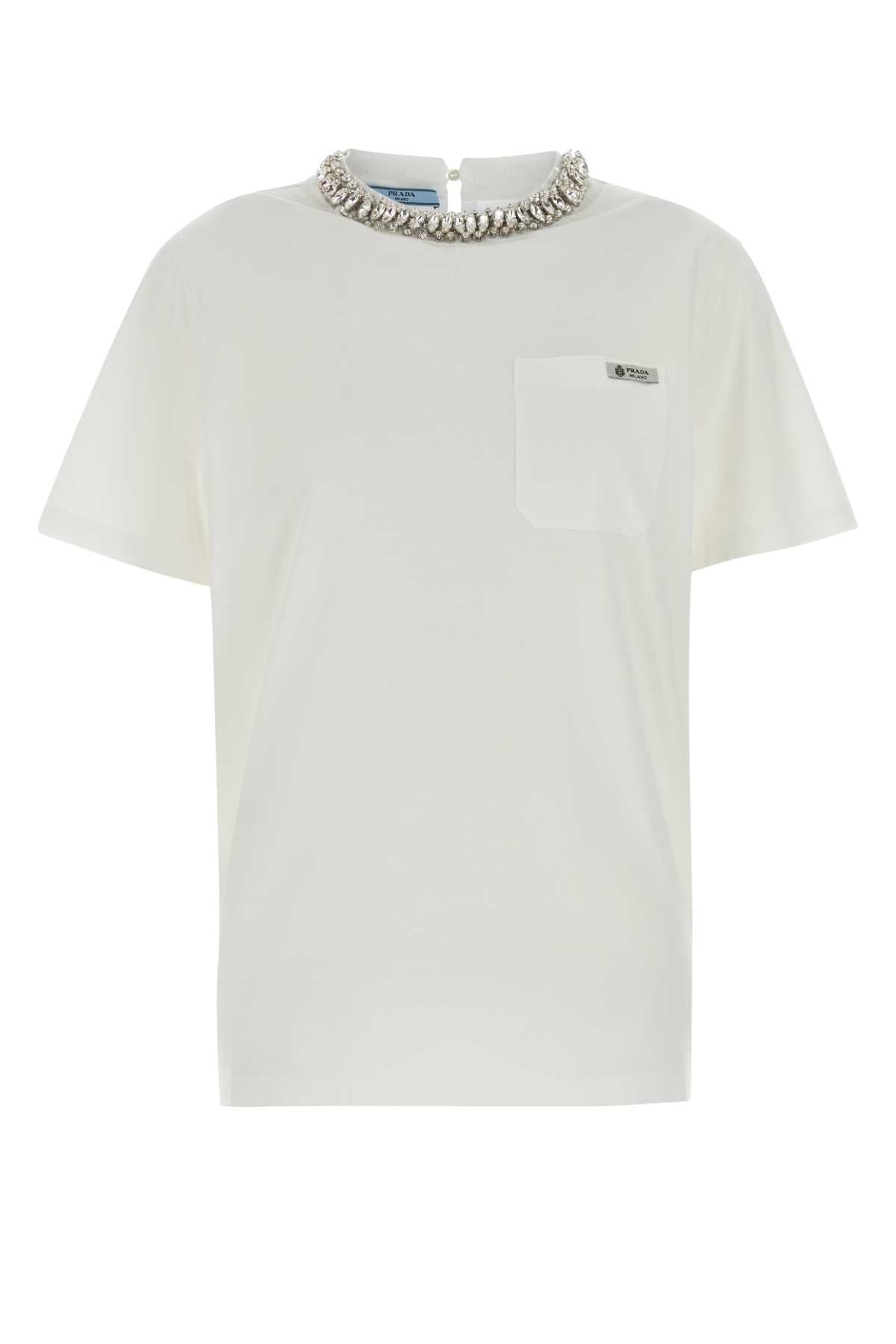 Prada Women White Cotton T-Shirt PRADA