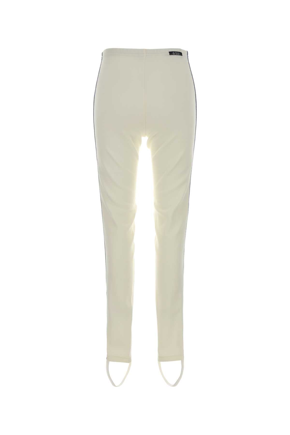 Prada Women Ivory Polyester Leggings PRADA