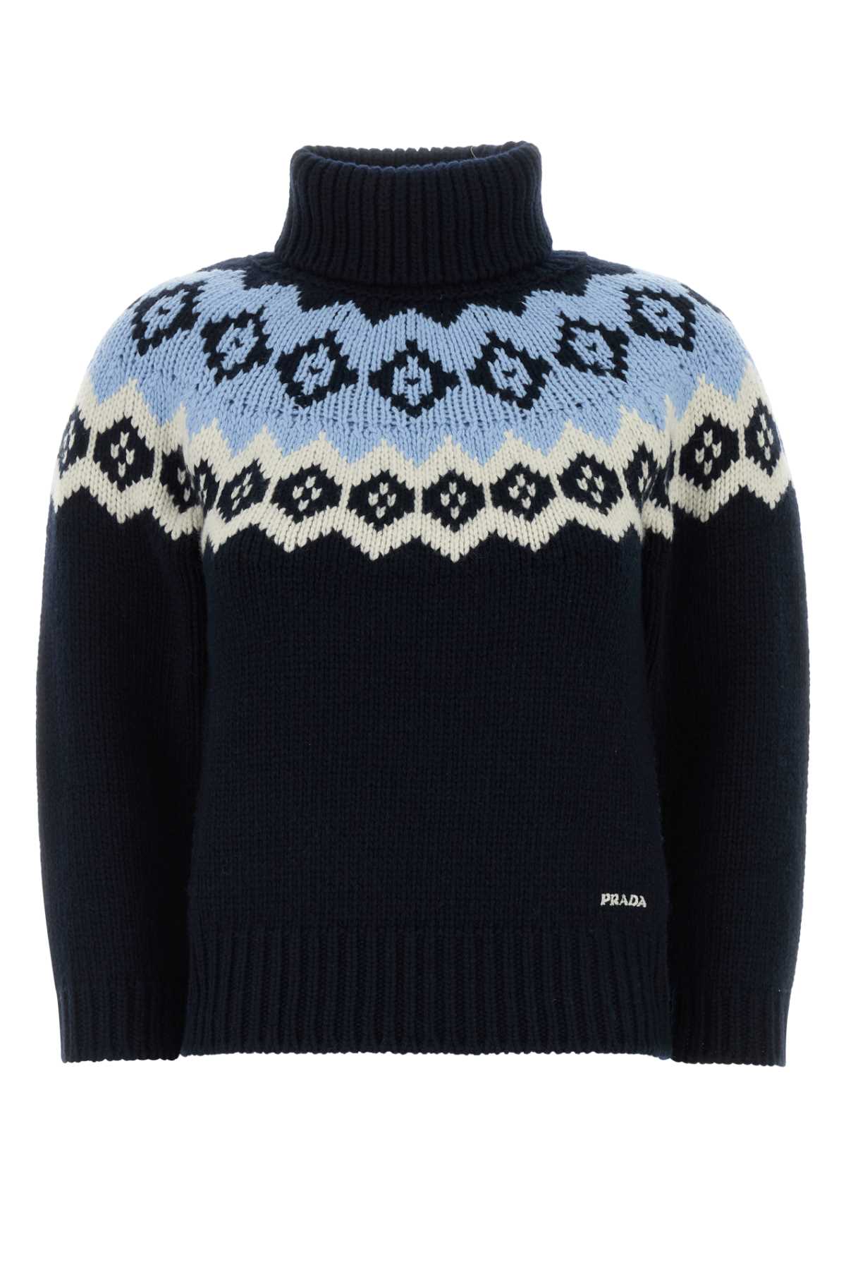 Prada Women Dark Blue Wool Blend Sweater