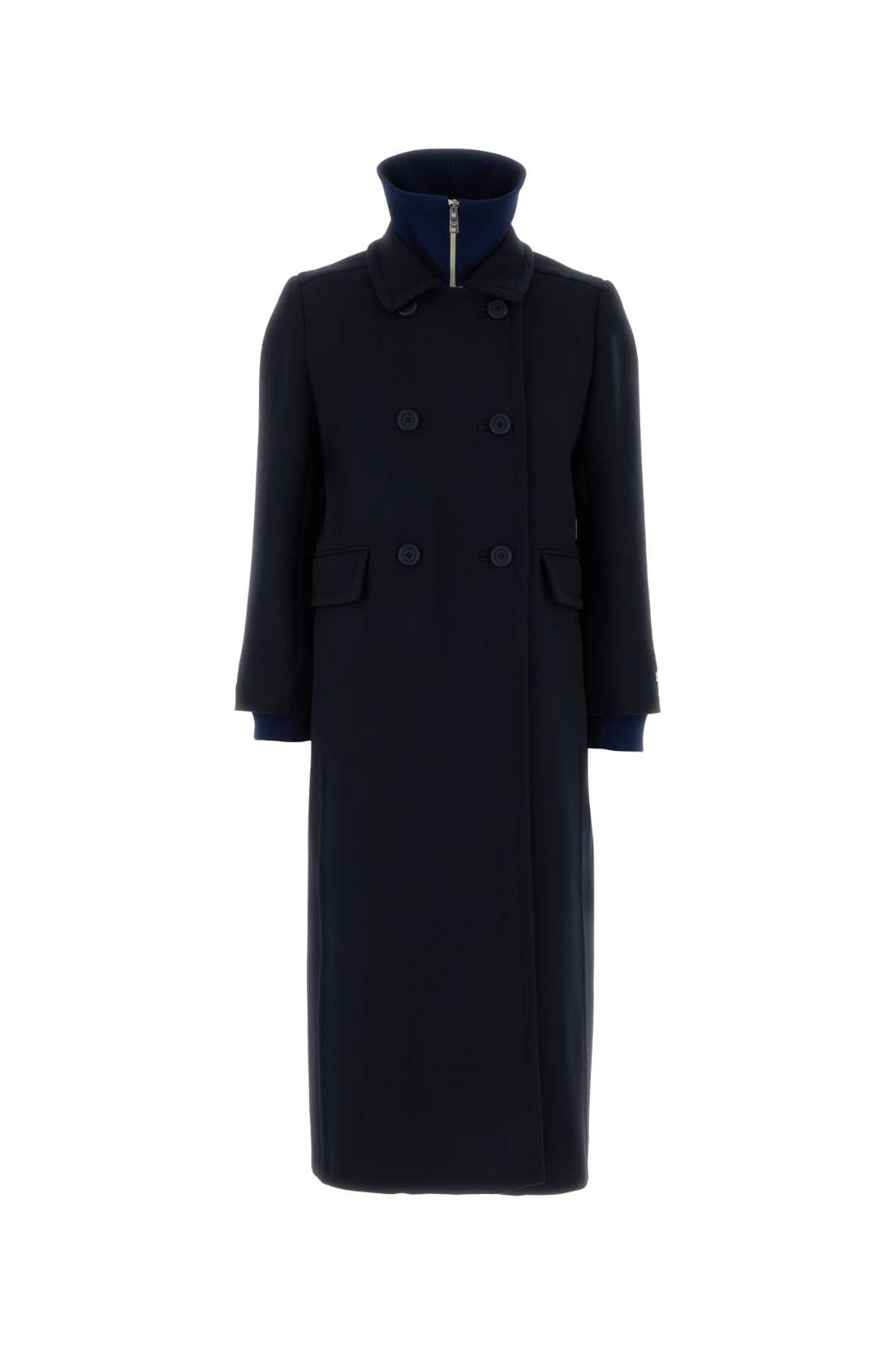 Prada Women Navy Blue Wool Coat PRADA