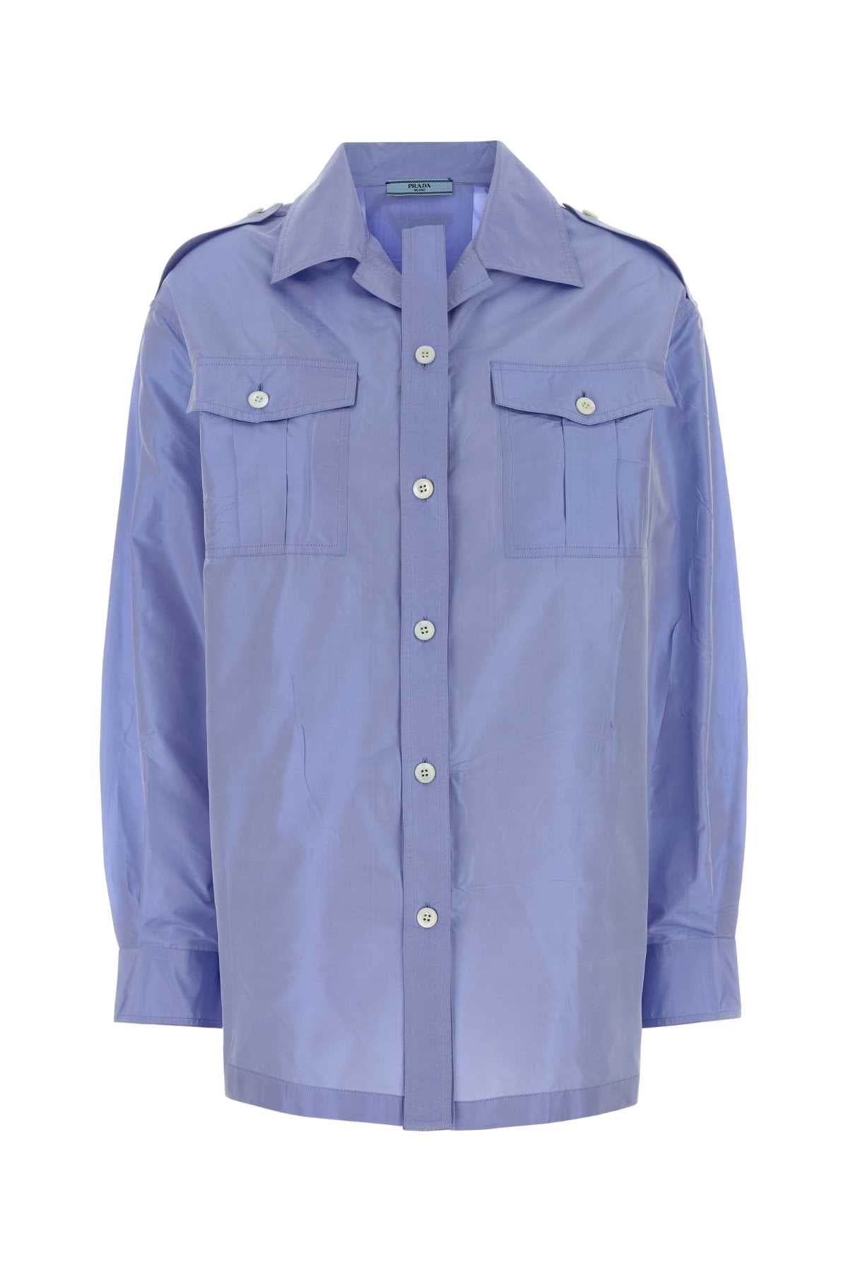 Prada Women Light-Blue Taffeta Shirt PRADA
