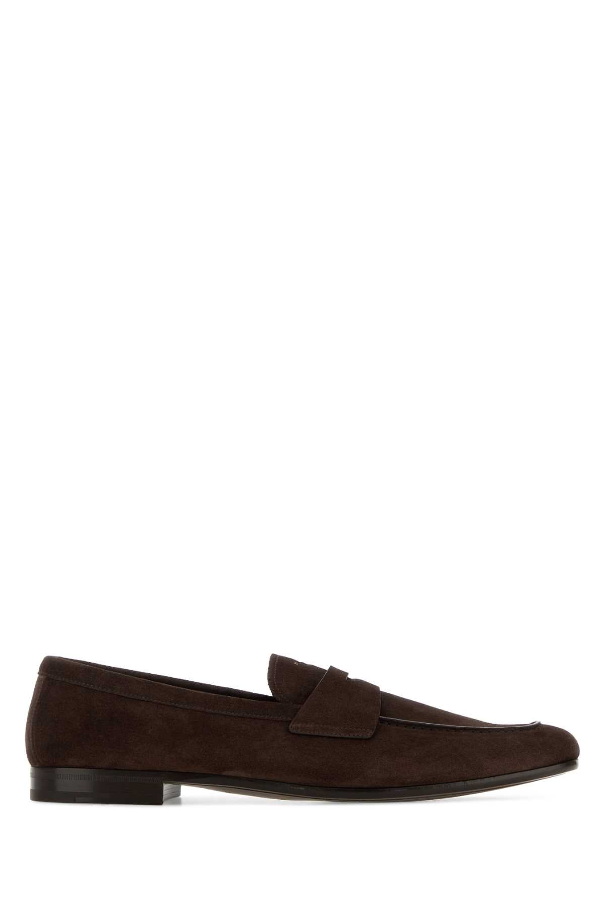 Prada Men Chocolate Suede Loafers PRADA