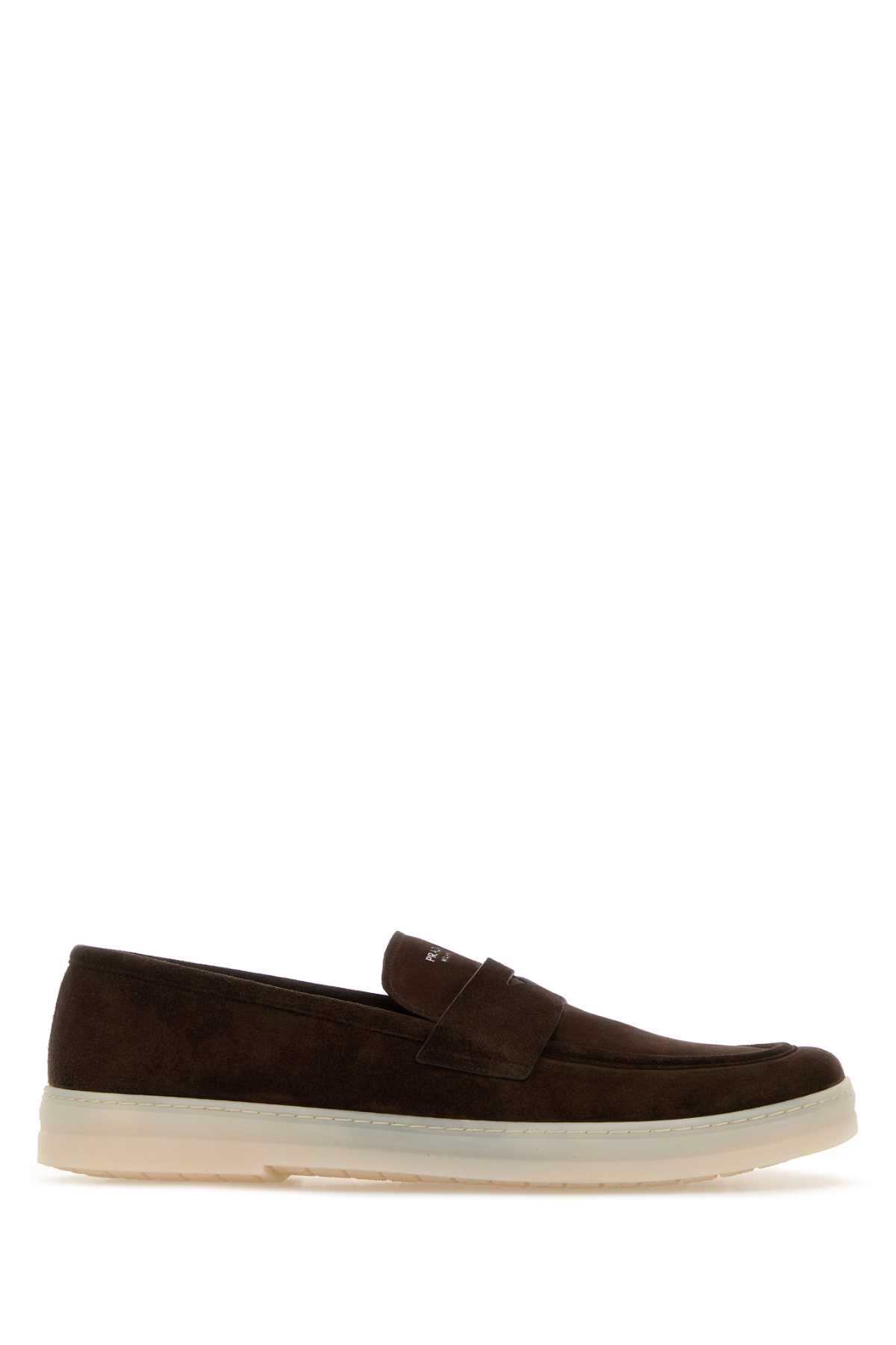 Prada Men Dark Brown Suede Loafers PRADA
