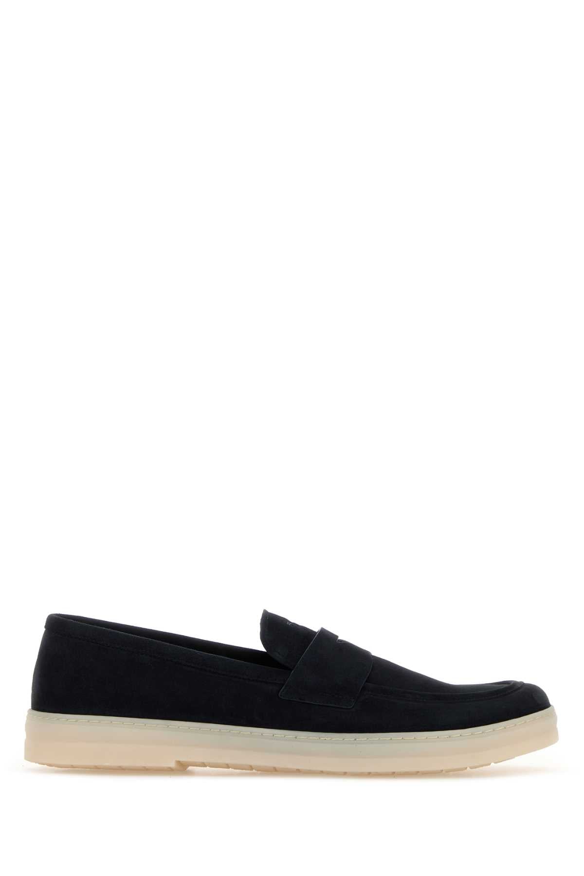 Prada Men Dark Blue Suede Loafers PRADA
