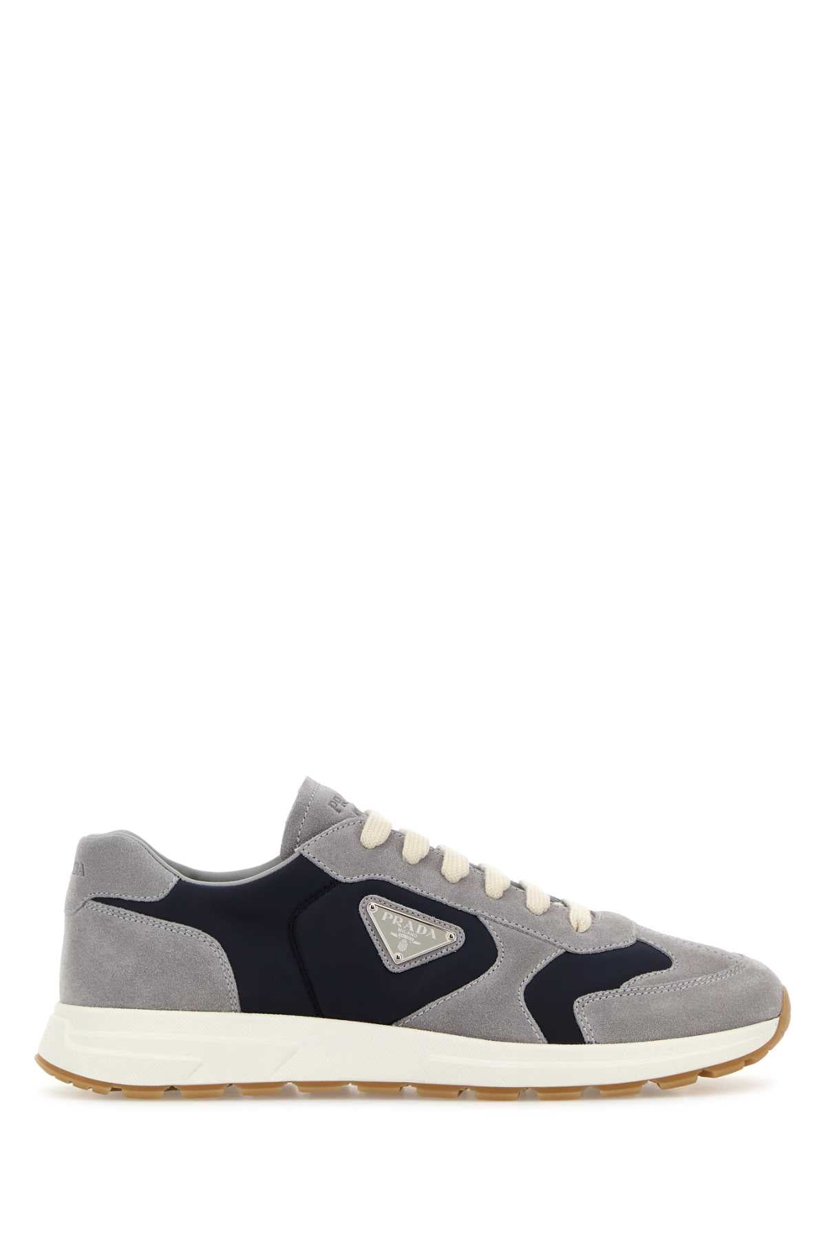 Prada Men Two-Tone Suede And Re-Nylon Prax Sneakers PRADA