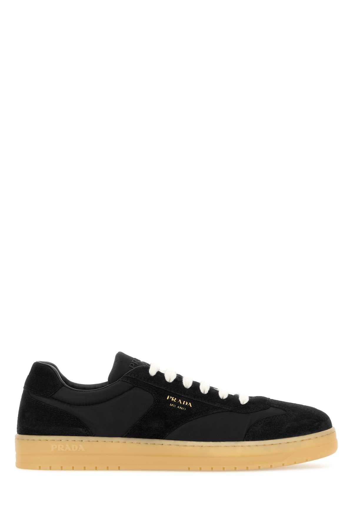 Prada Men Black Suede E Re-Nylon Sneakers PRADA