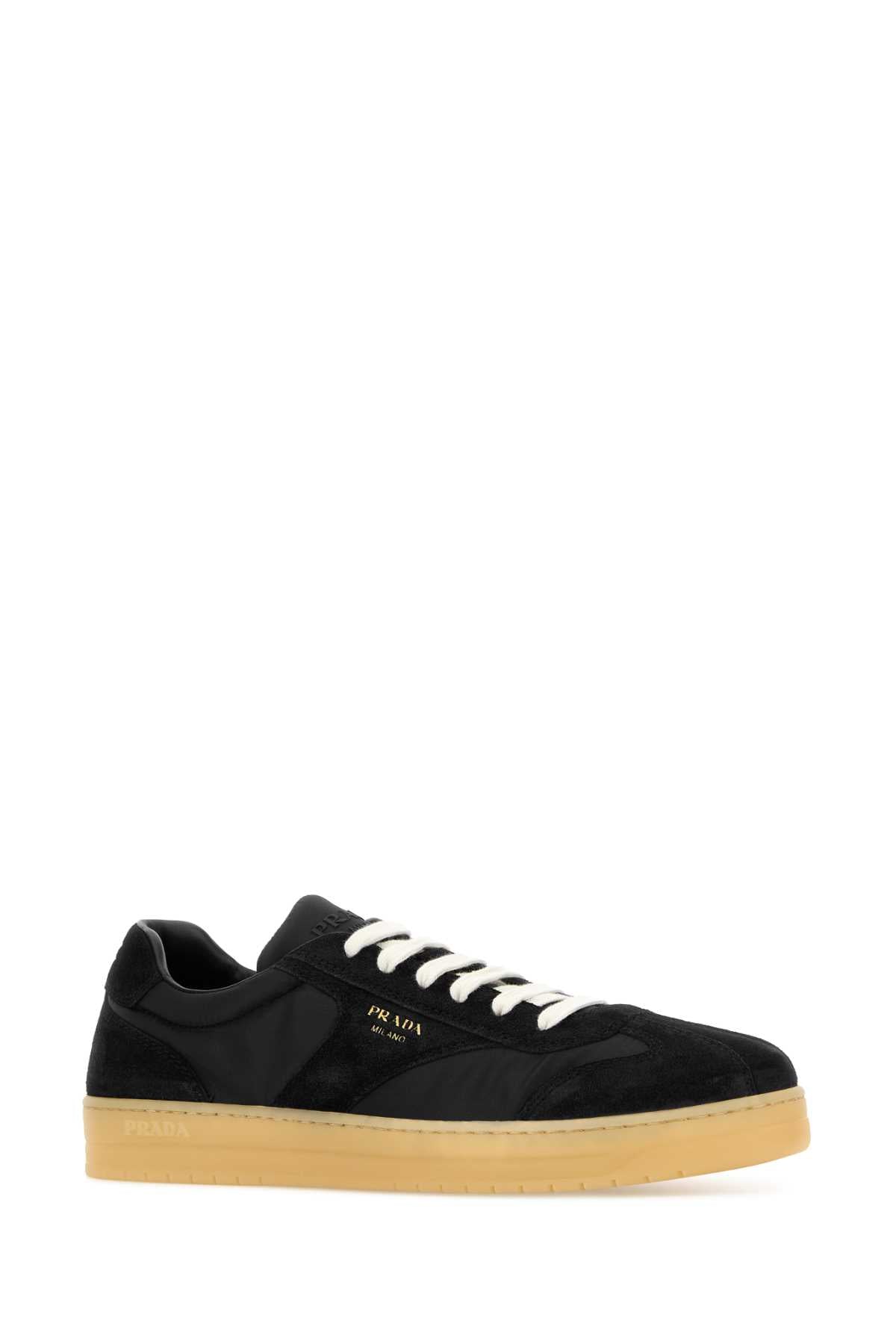 Prada Men Black Suede E Re-Nylon Sneakers PRADA