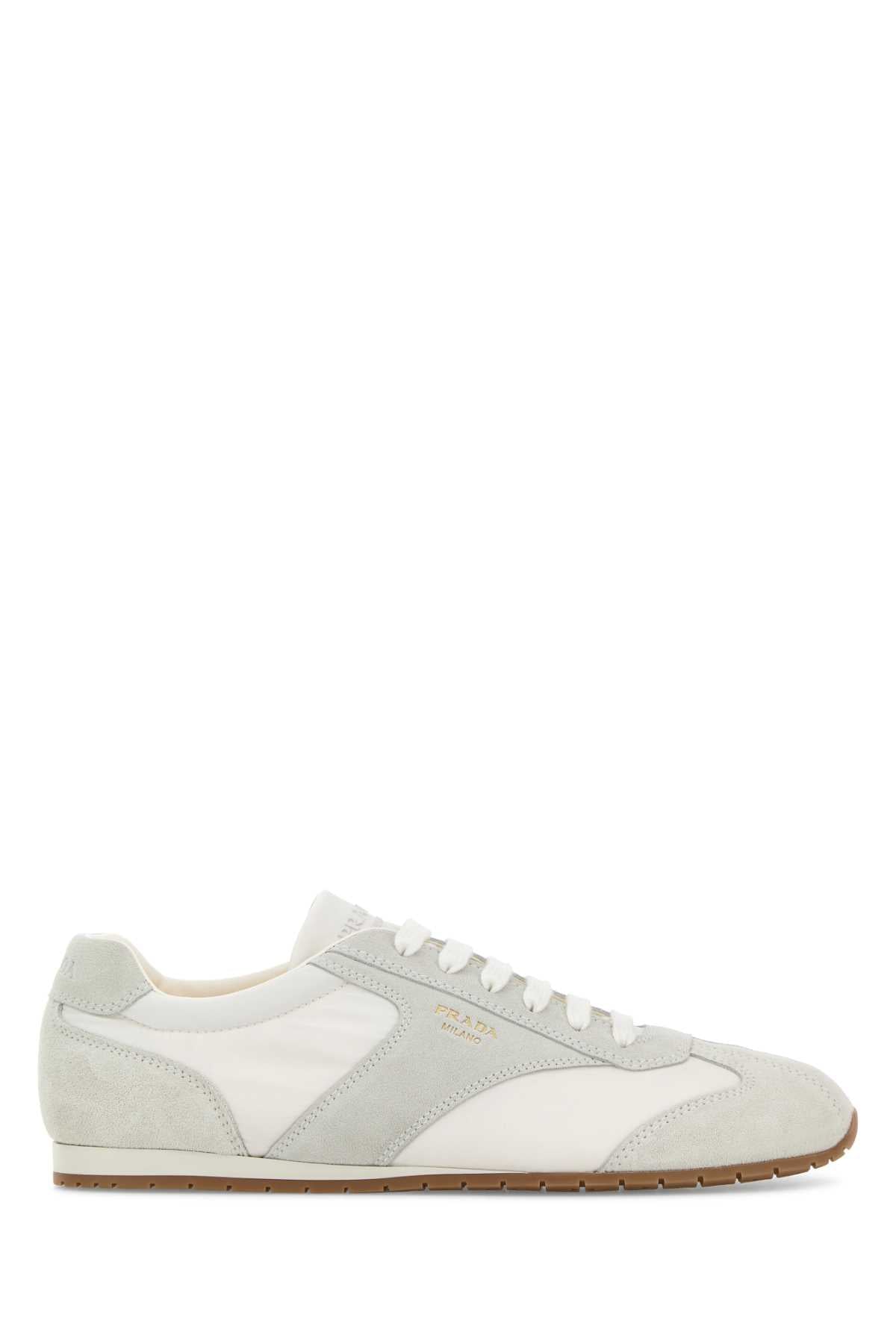 Prada Men Two-Tone Suede And Fabric Sneakers PRADA