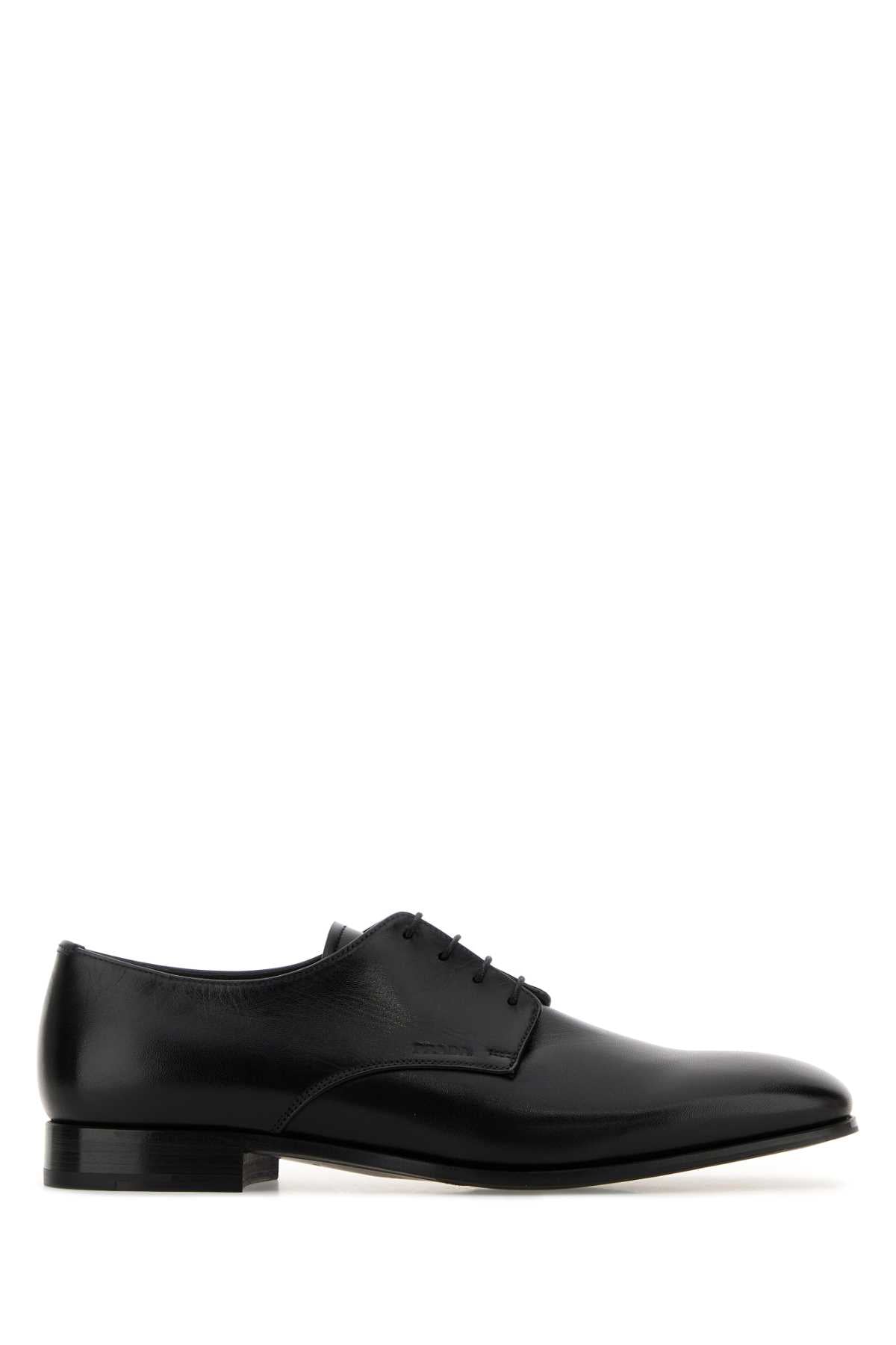 Prada Men Black Ovine Leather Lace-Up Shoes PRADA
