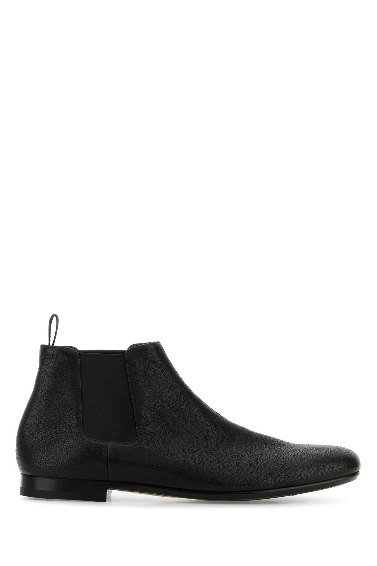 Prada Men Black Leather Ankle Boots PRADA
