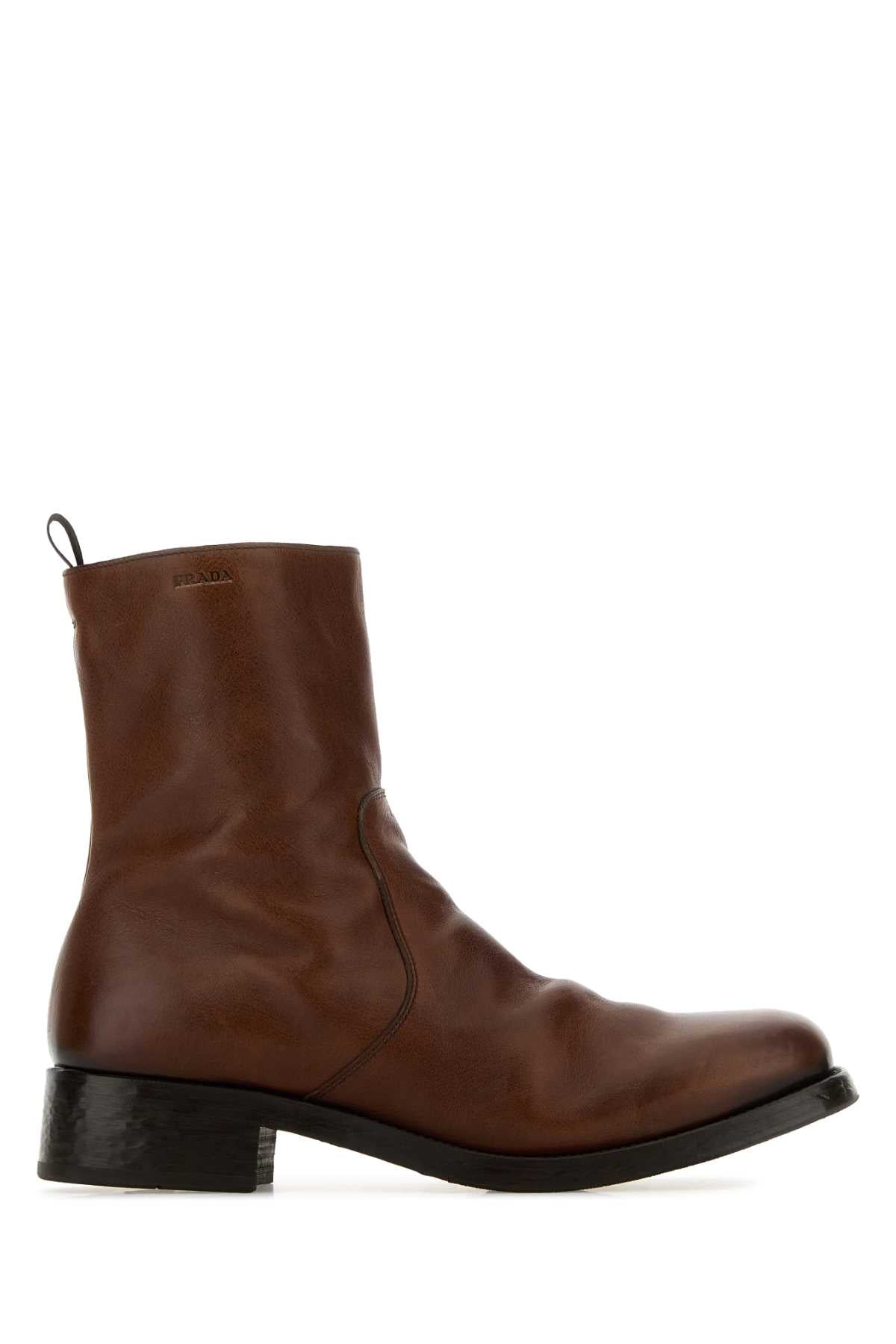 Prada Men Brown Leather Boots PRADA