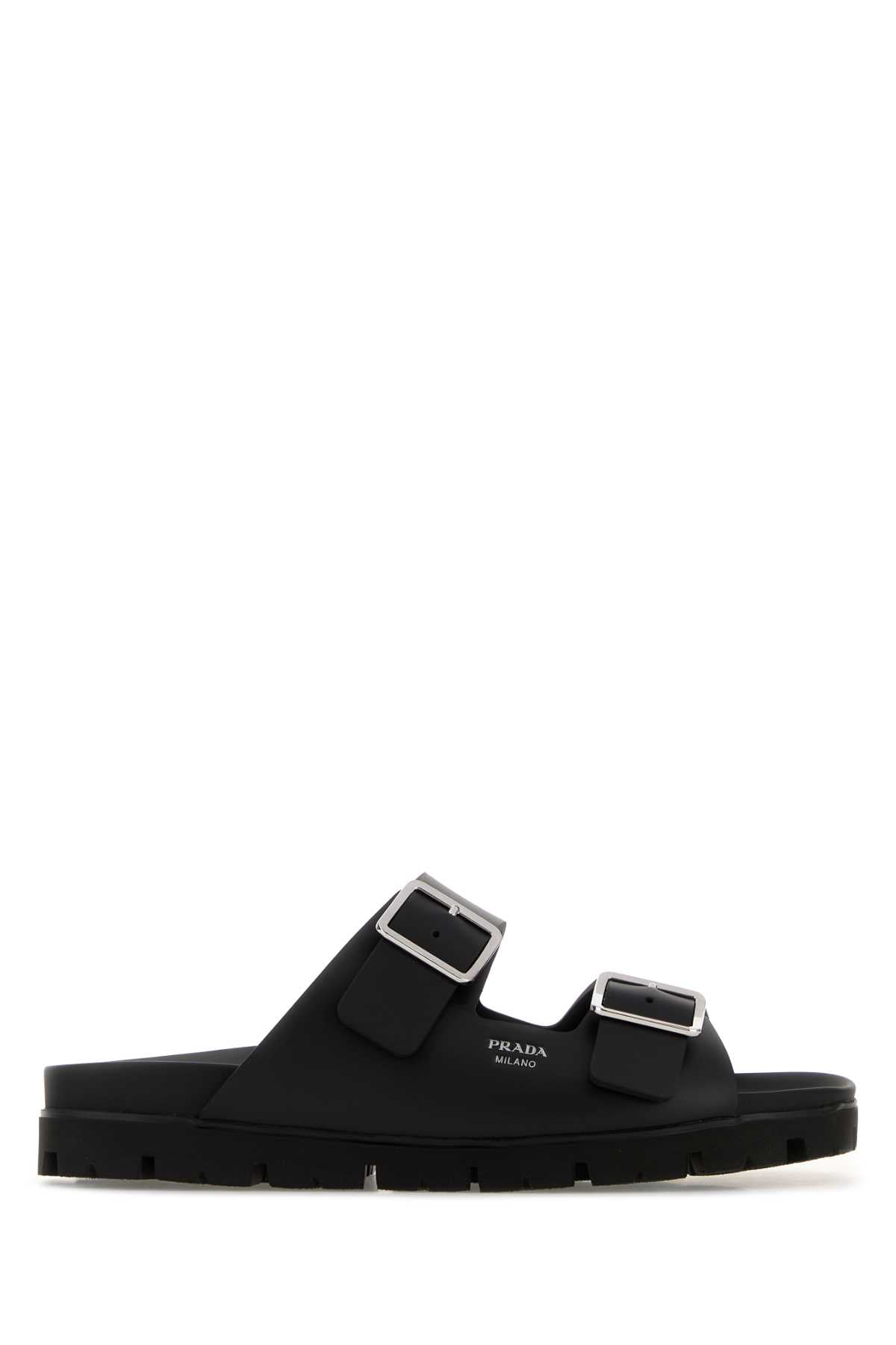 Prada Men Black Leather Slippers PRADA