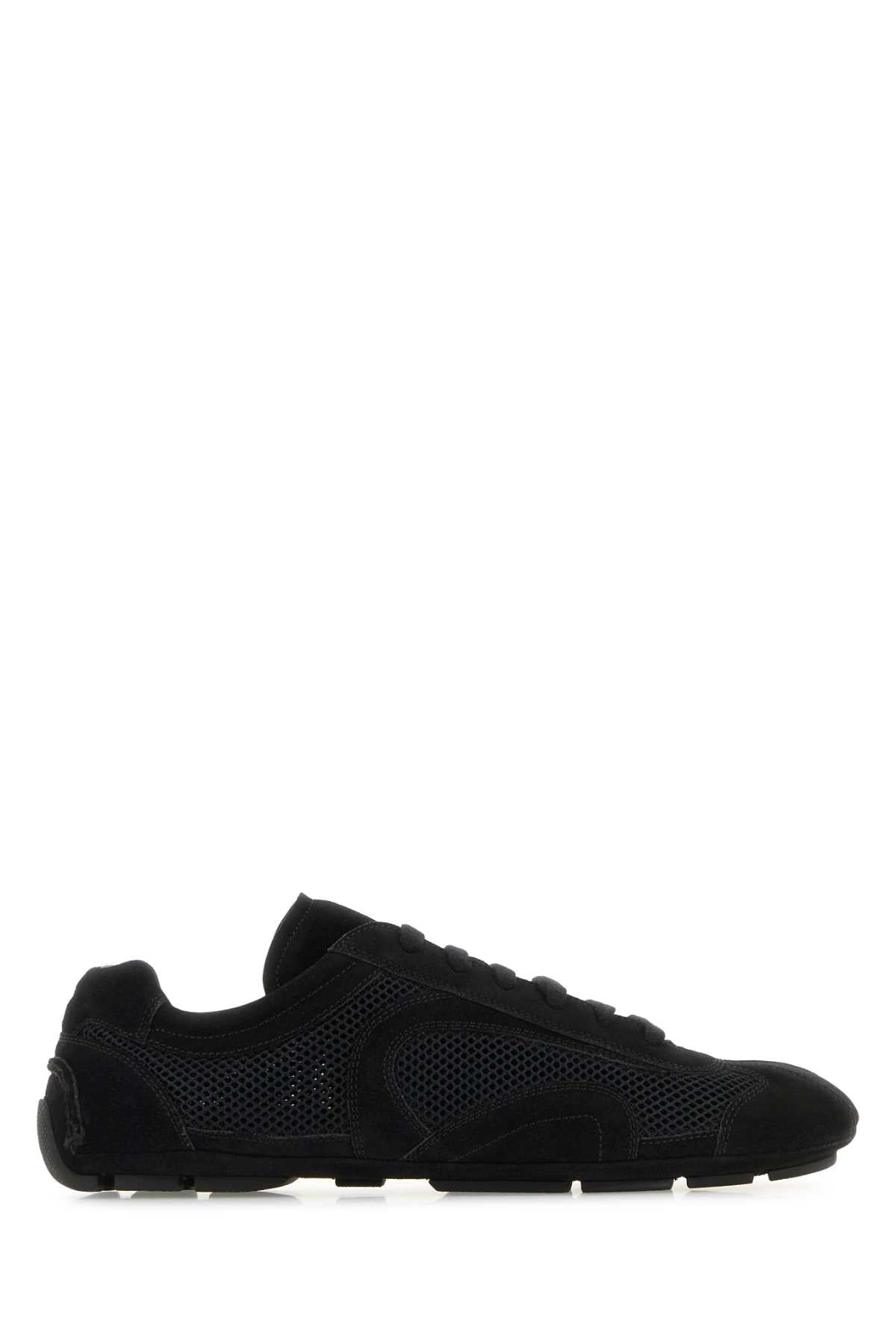 Prada Men Black Suede And Mesh Montecarlo Re-Edition 2005 Sneakers PRADA