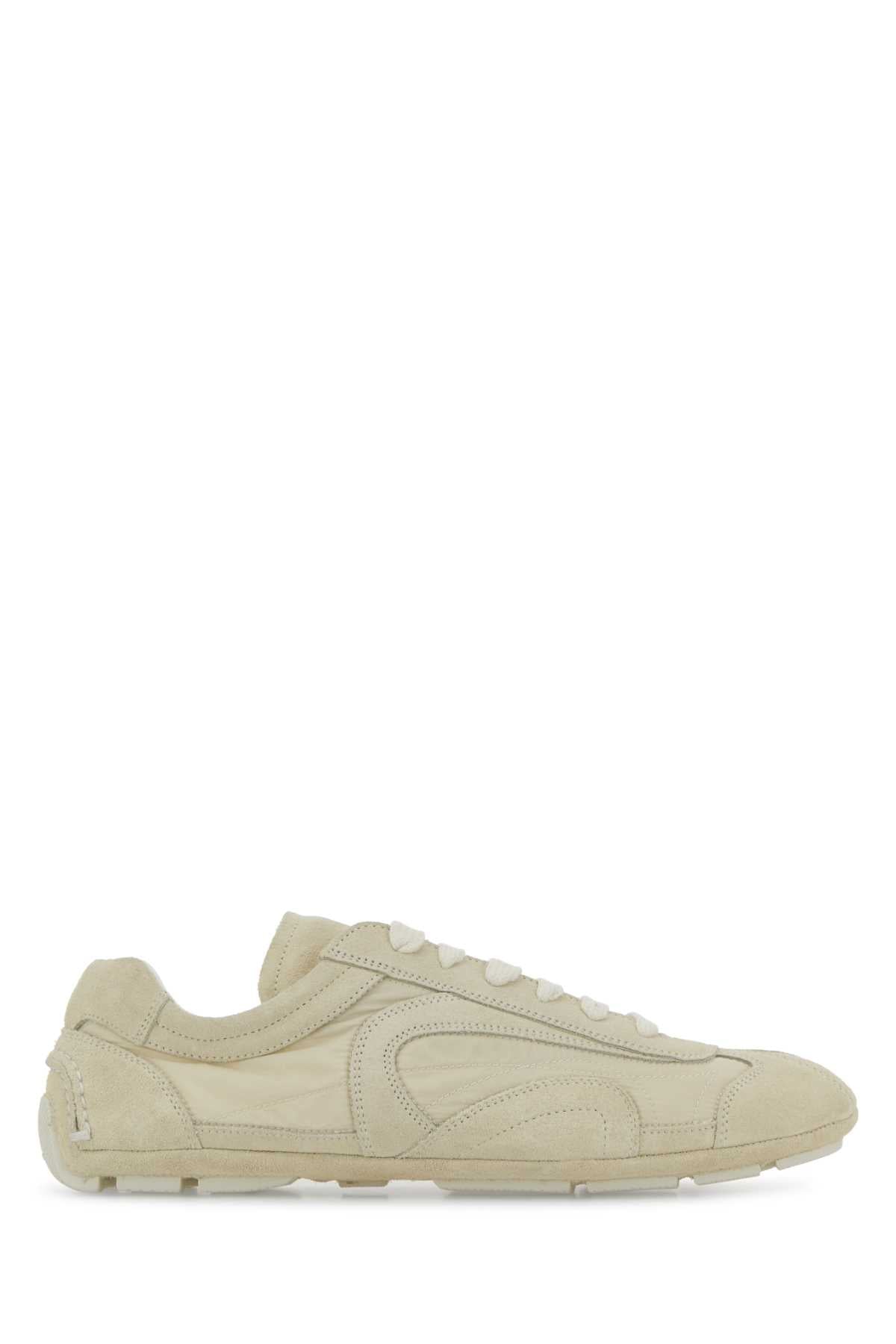 Prada Men Ivory Suede And Re-Nylon Montecarlo Re-Edition 2005 Sneakers PRADA