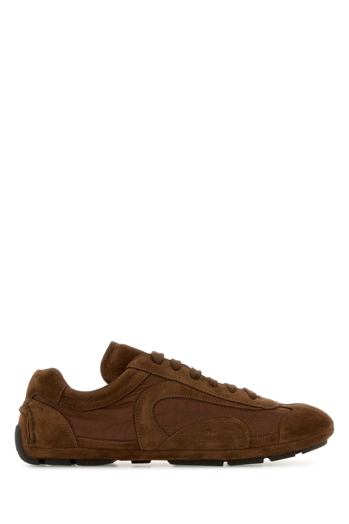 Prada Men Brown Suede And Re-Nylon Montecarlo Re-Edition 2005 Sneakers PRADA