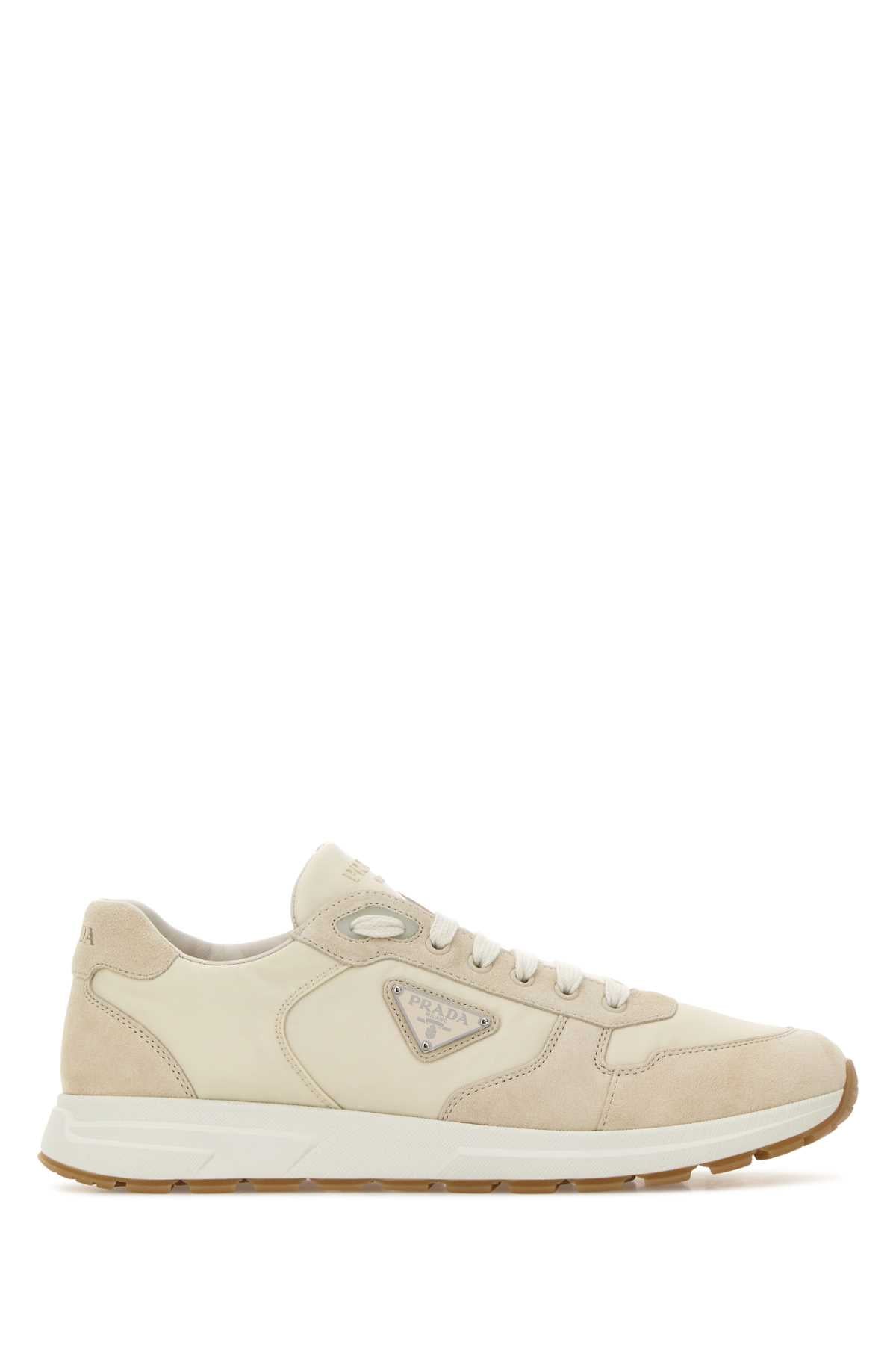 Prada Men Sand Re-Nylon And Suede Prax Sneakers PRADA
