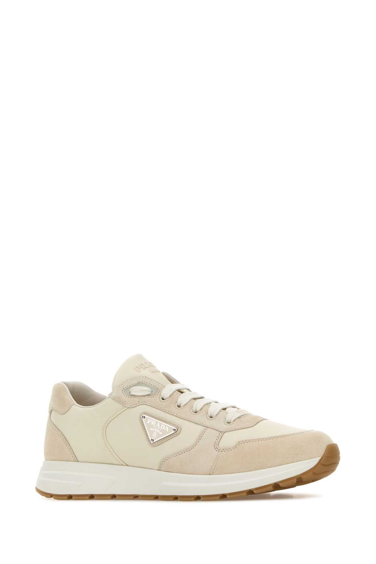 Prada Men Sand Re-Nylon And Suede Prax Sneakers PRADA