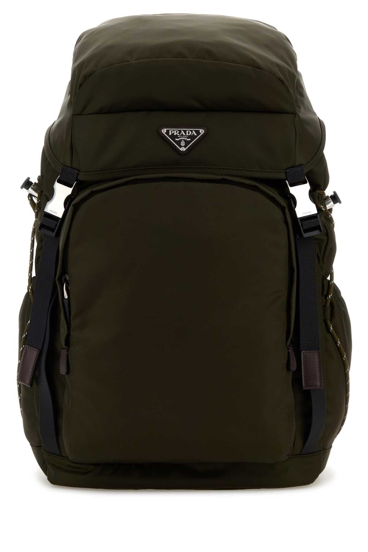 Prada Men Olive Green Canvas Backpack