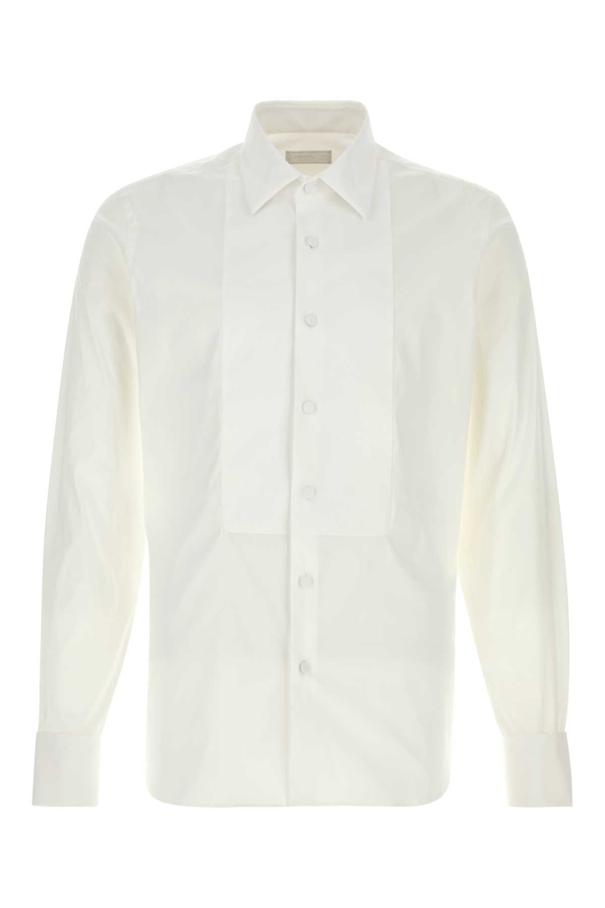 Prada Men White Stretch Poplin Shirt PRADA