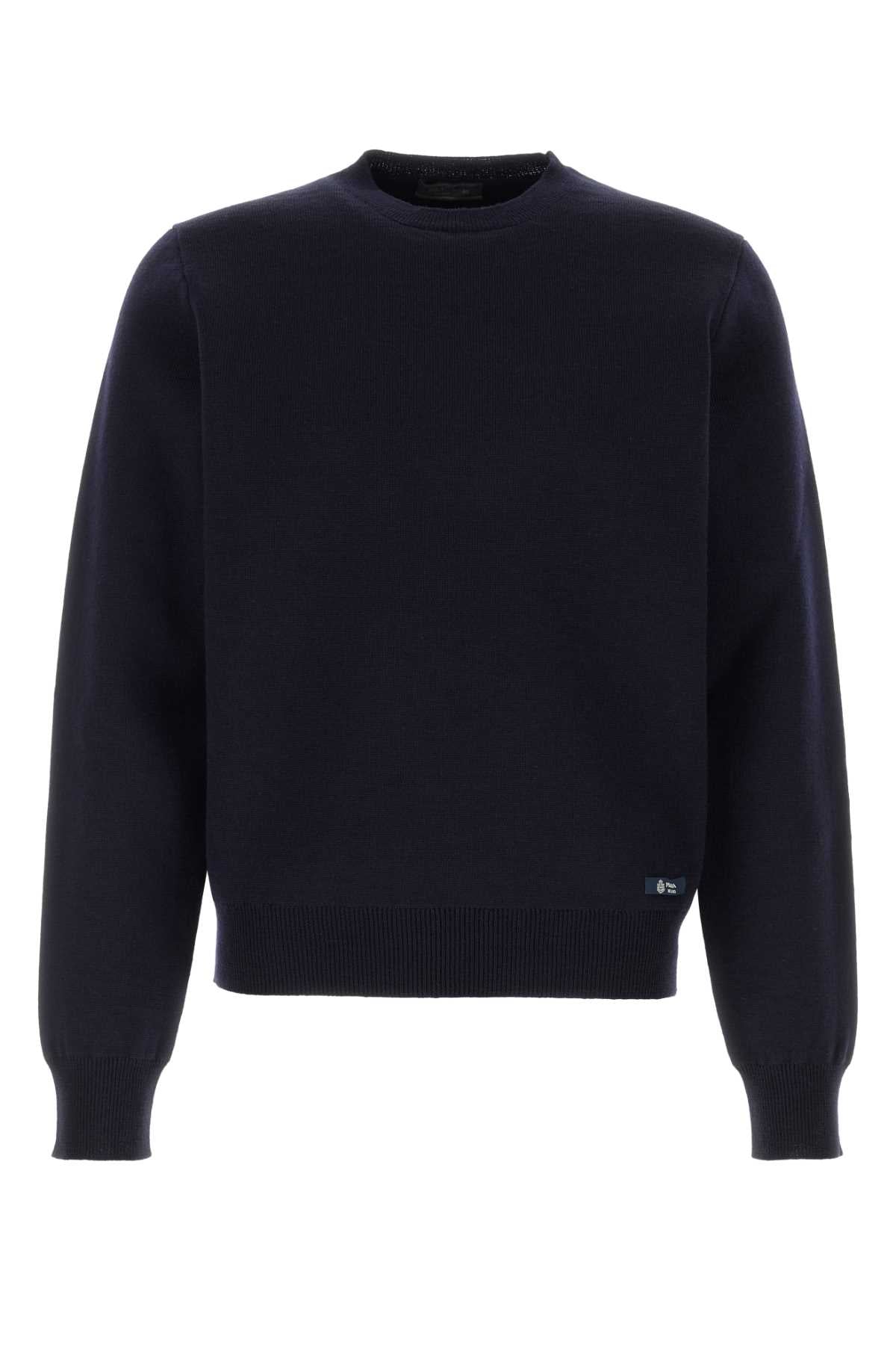 Prada Men Dark Blue Wool Blend Sweater