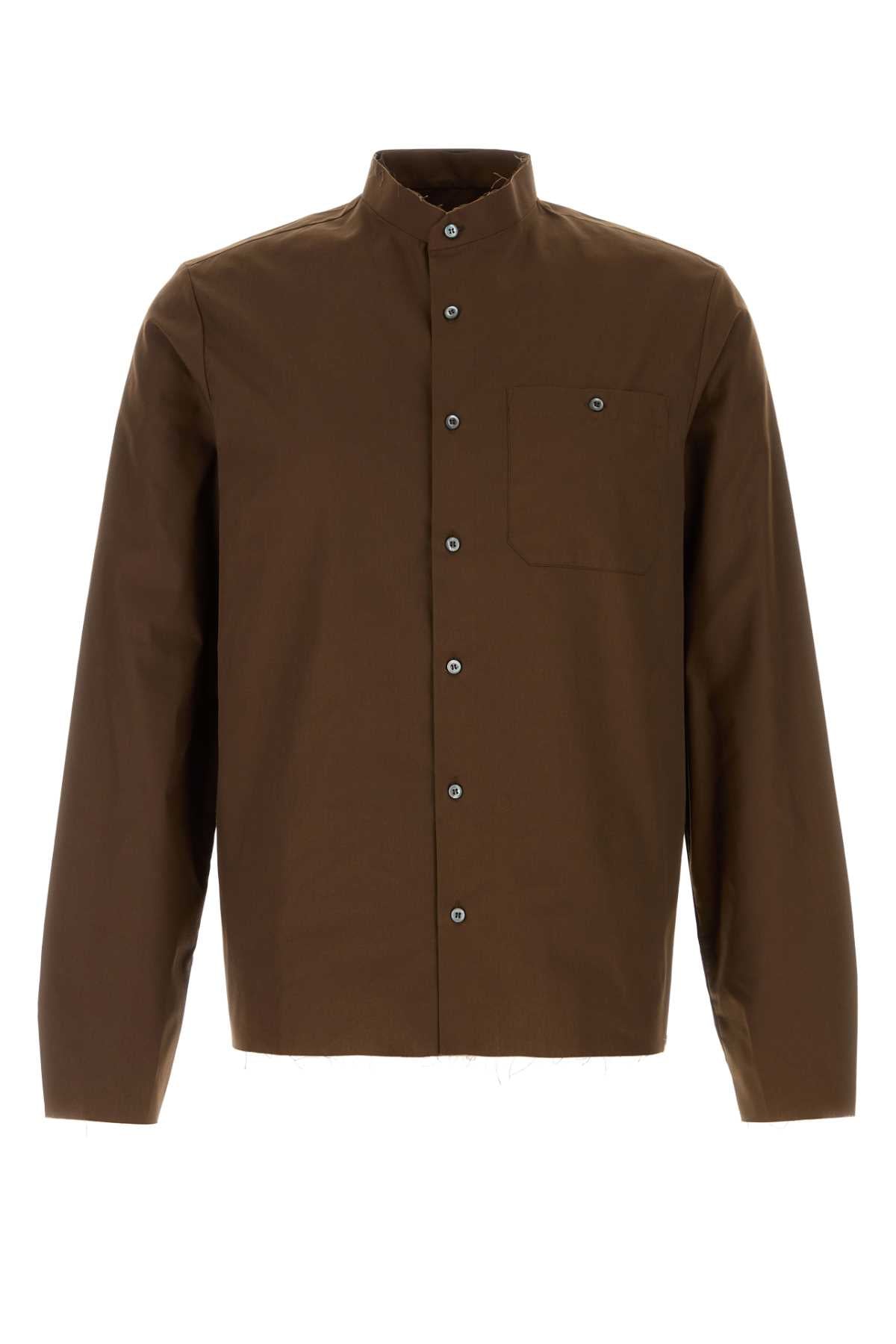 Prada Men Brown Poplin Shirt PRADA