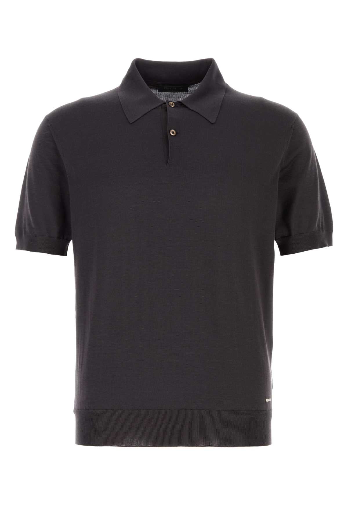 Prada Men Dark Brown Silk Polo Shirt PRADA