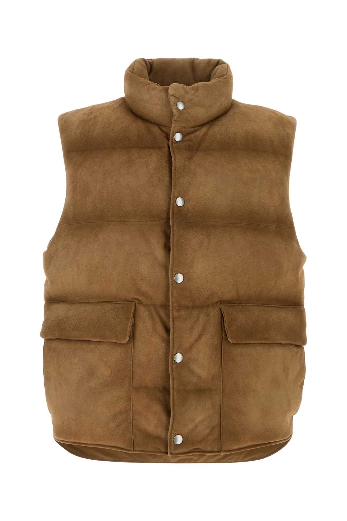 Prada Men Biscuit Suede Sleeveless Down Jacket PRADA