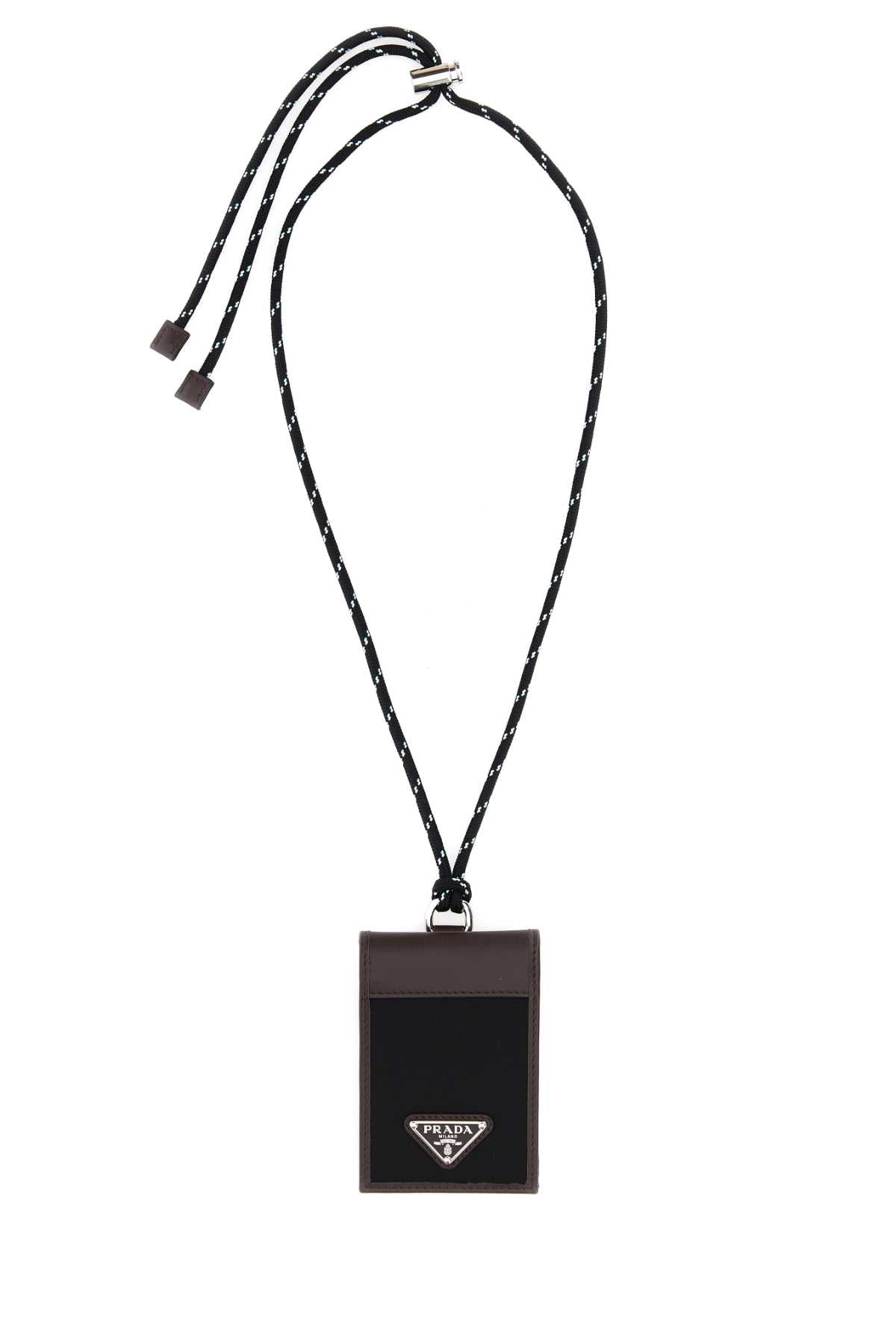 Prada Men Two-Tone Canvas And Leather Card Holder
