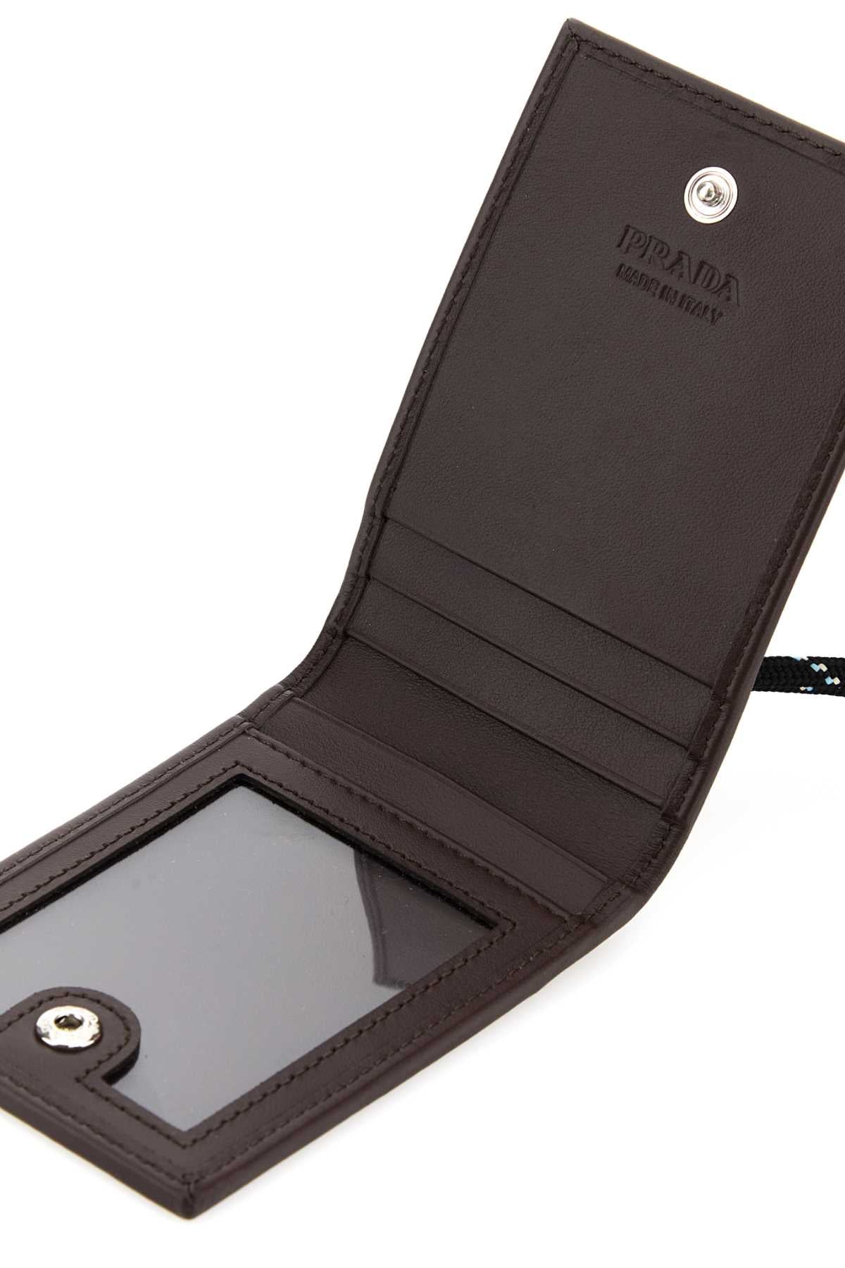 Prada Men Two-Tone Canvas And Leather Card Holder
