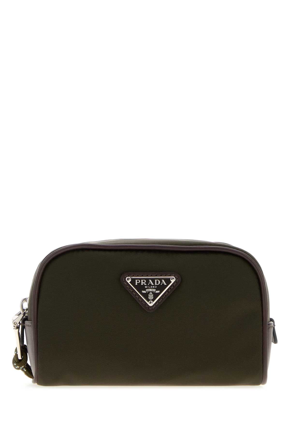 Prada Men Olive Green Fabric Beauty Case PRADA