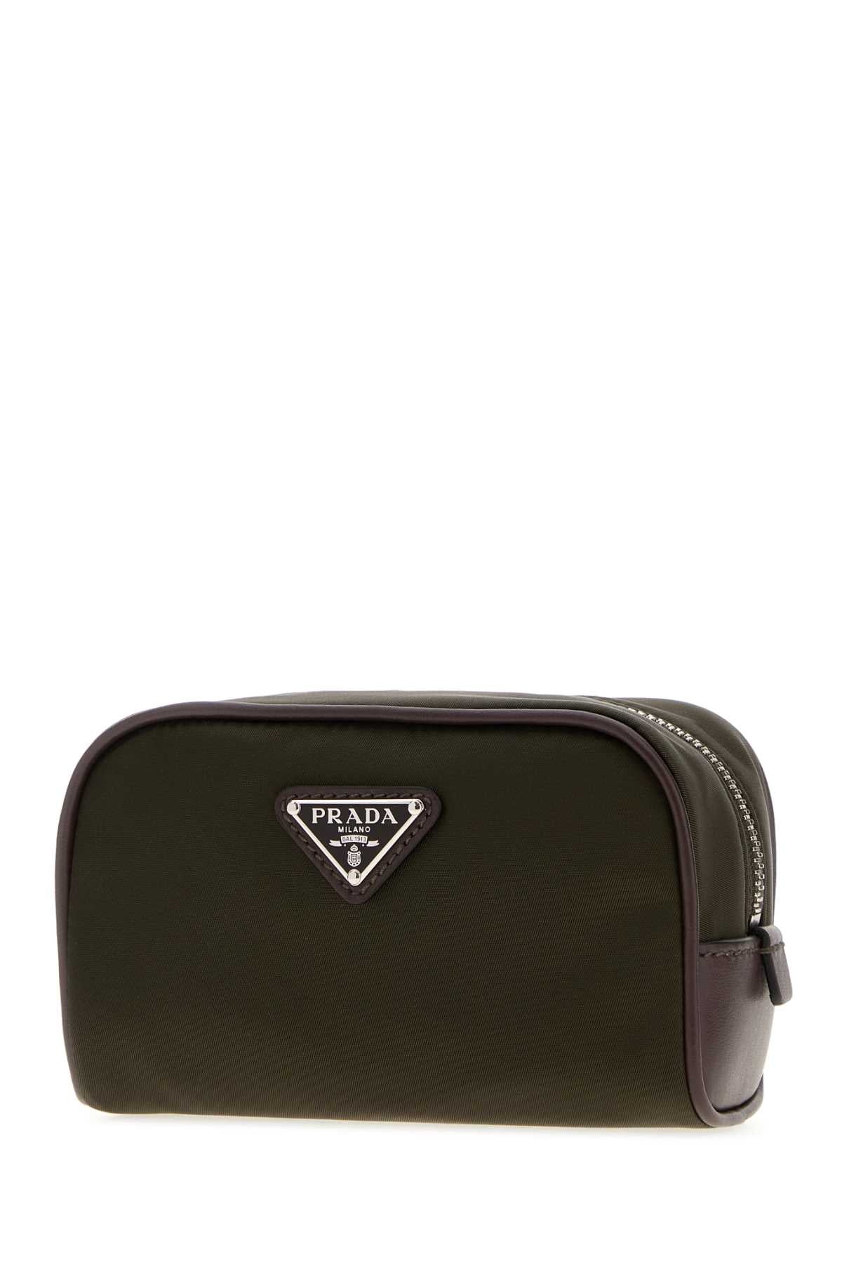 Prada Men Olive Green Fabric Beauty Case PRADA
