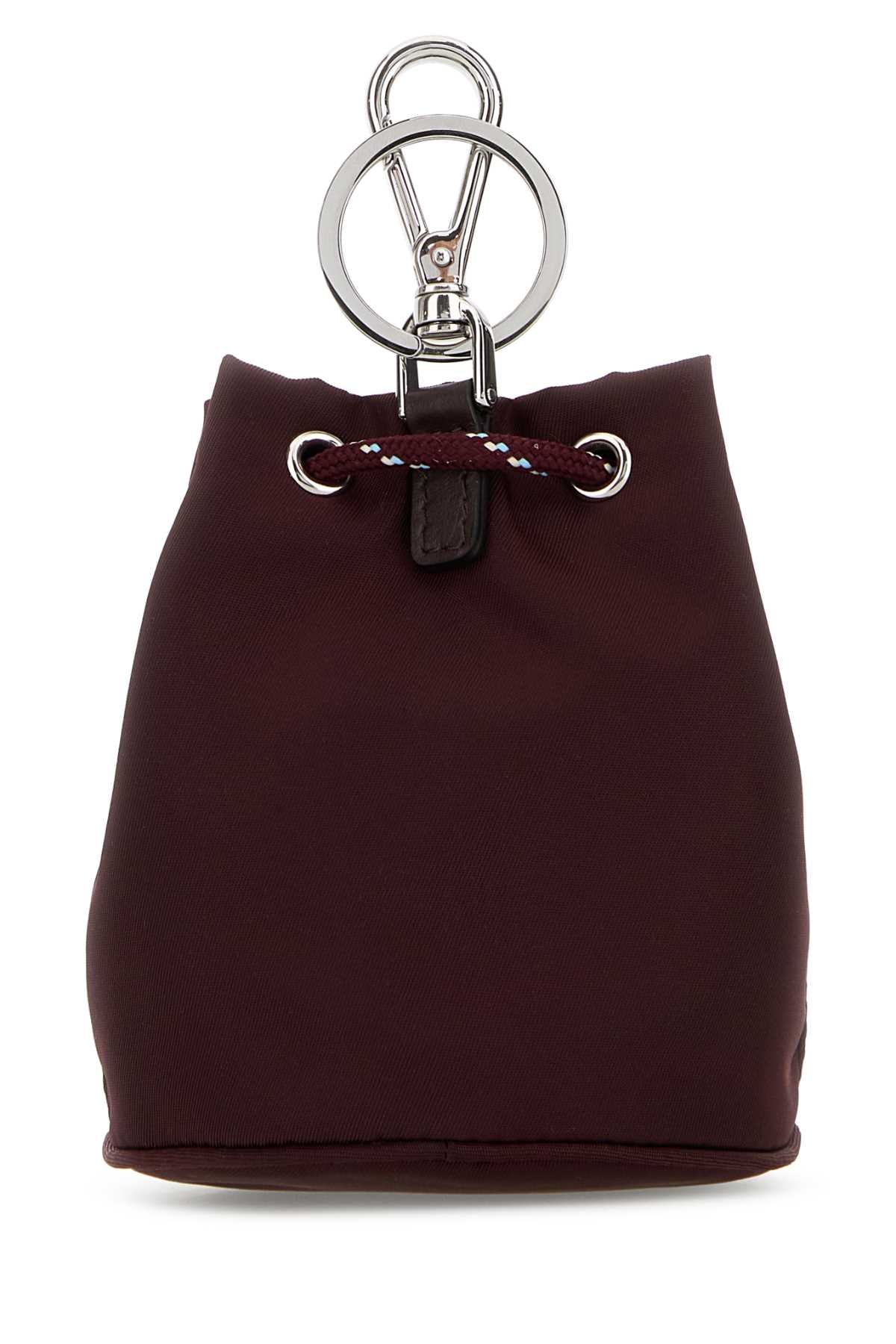 Prada Men Burgundy Fabric Key Ring PRADA