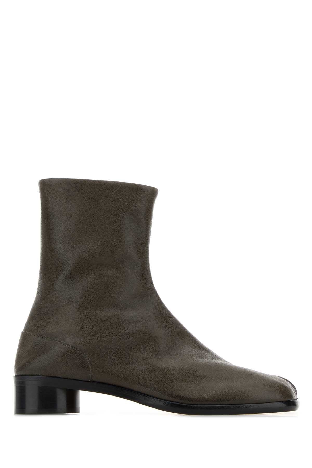 Maison Margiela Men Olive Green Leather Tabi Ankle Boots MAISON MARGIELA