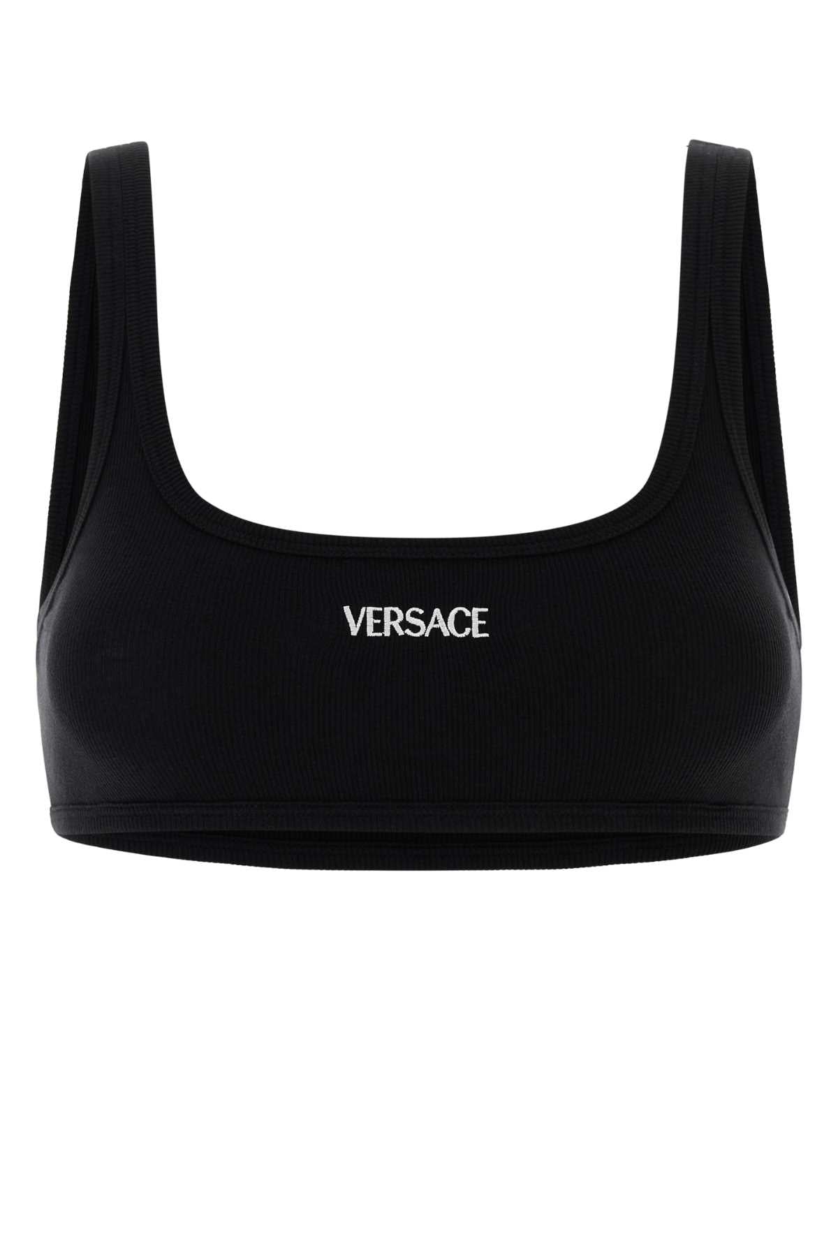 Versace Women Black Stretch Cotton Bra VERSACE