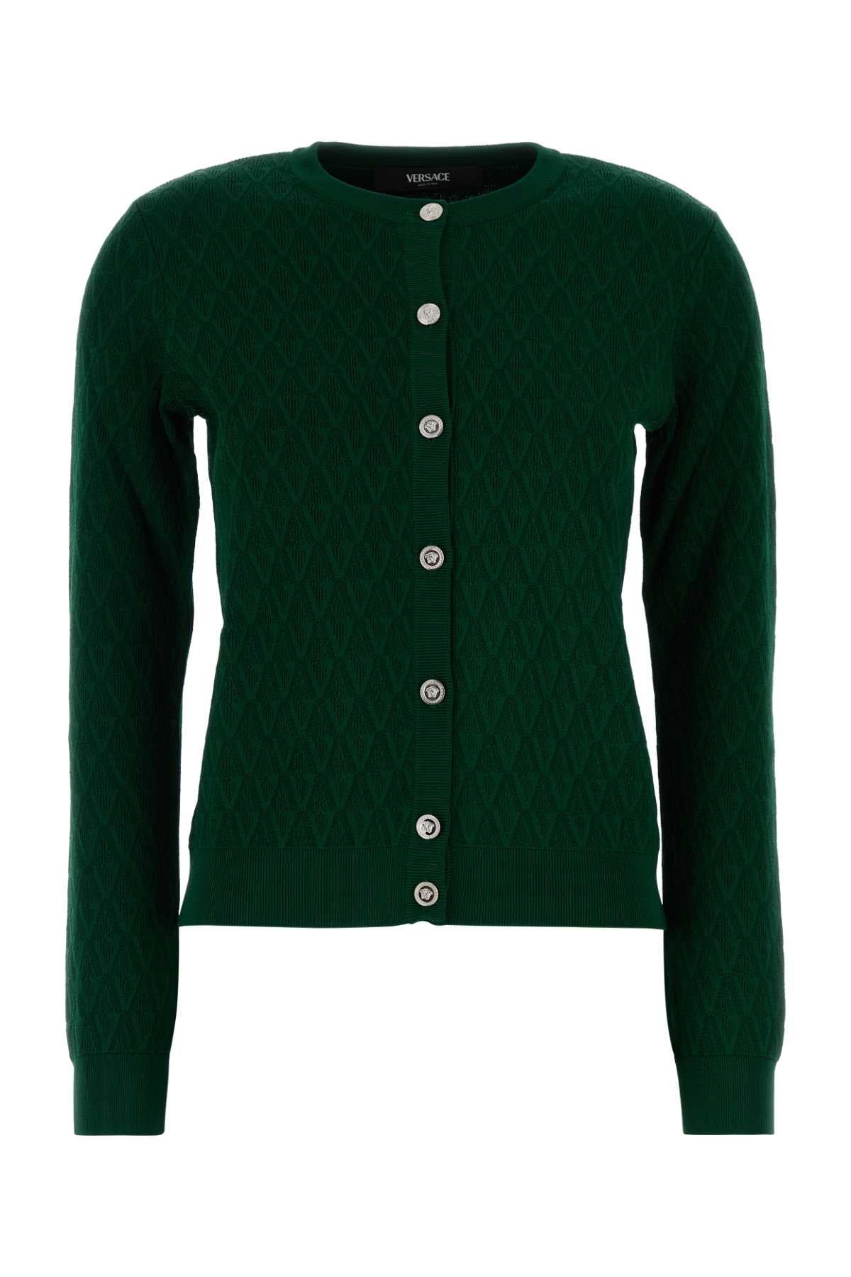 Versace Women Green Stretch Viscose Blend Cardigan VERSACE