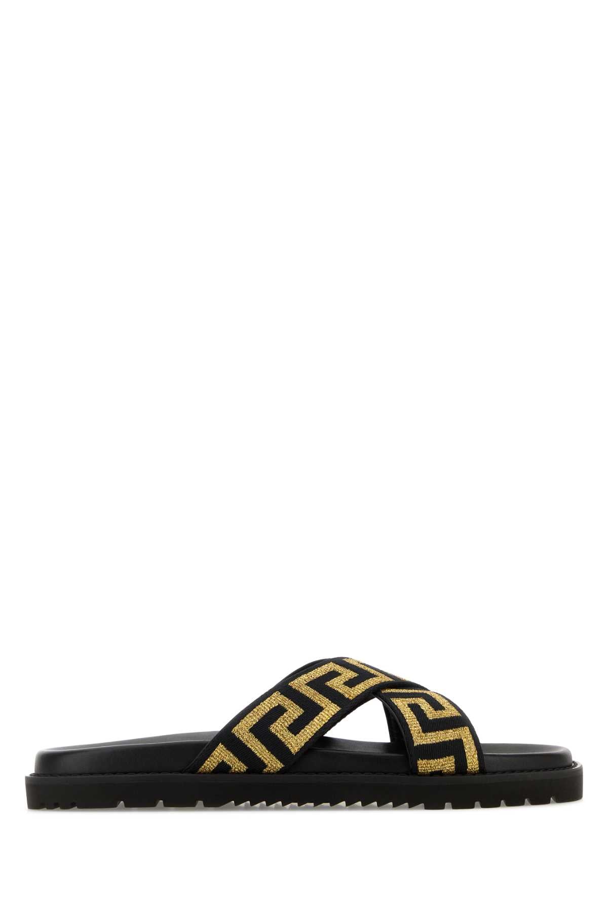 Versace Men Embroidered Fabric Slippers VERSACE