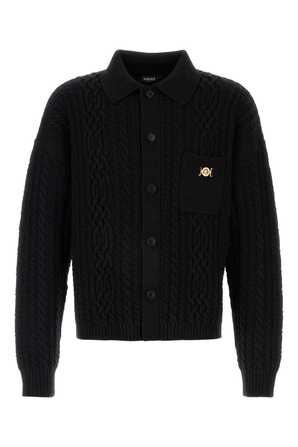 Versace Men Black Cardigan Wool VERSACE