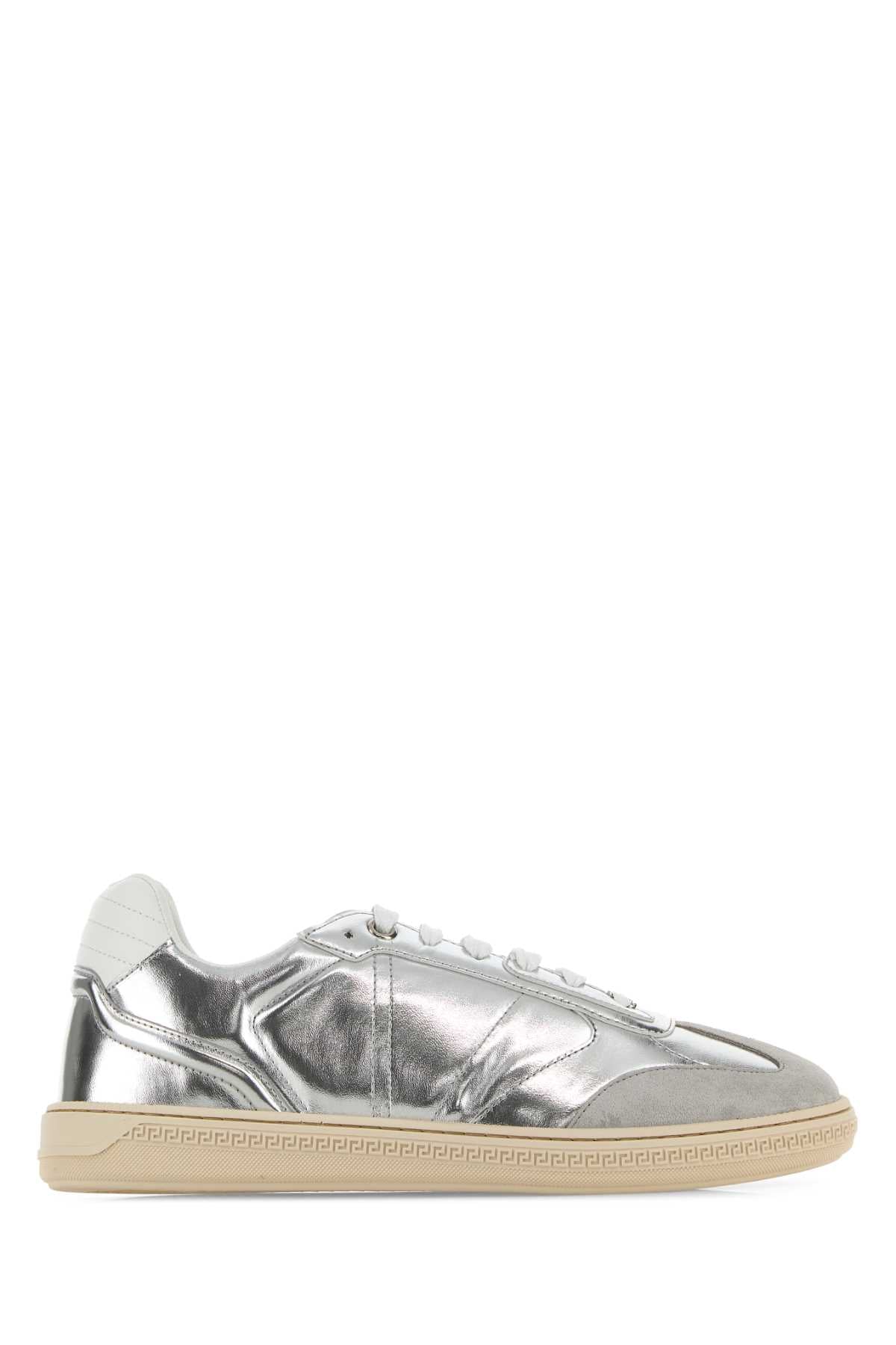 Versace Men Silver Leather Free Sneakers VERSACE