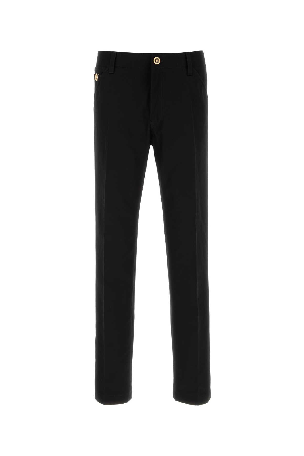 Versace Men Black Gabardine Chino Pant VERSACE