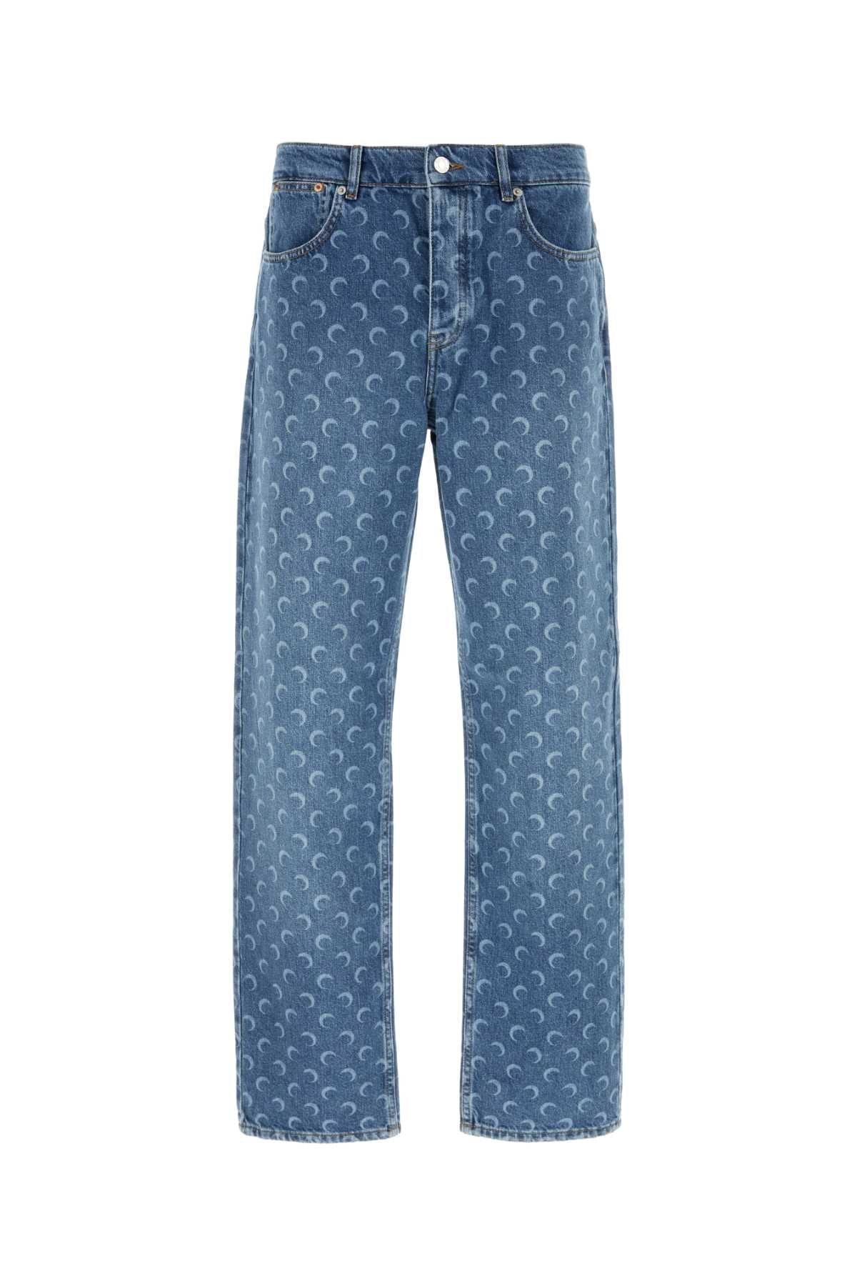 Marine Serre Men Printed Denim Jeans MARINE SERRE