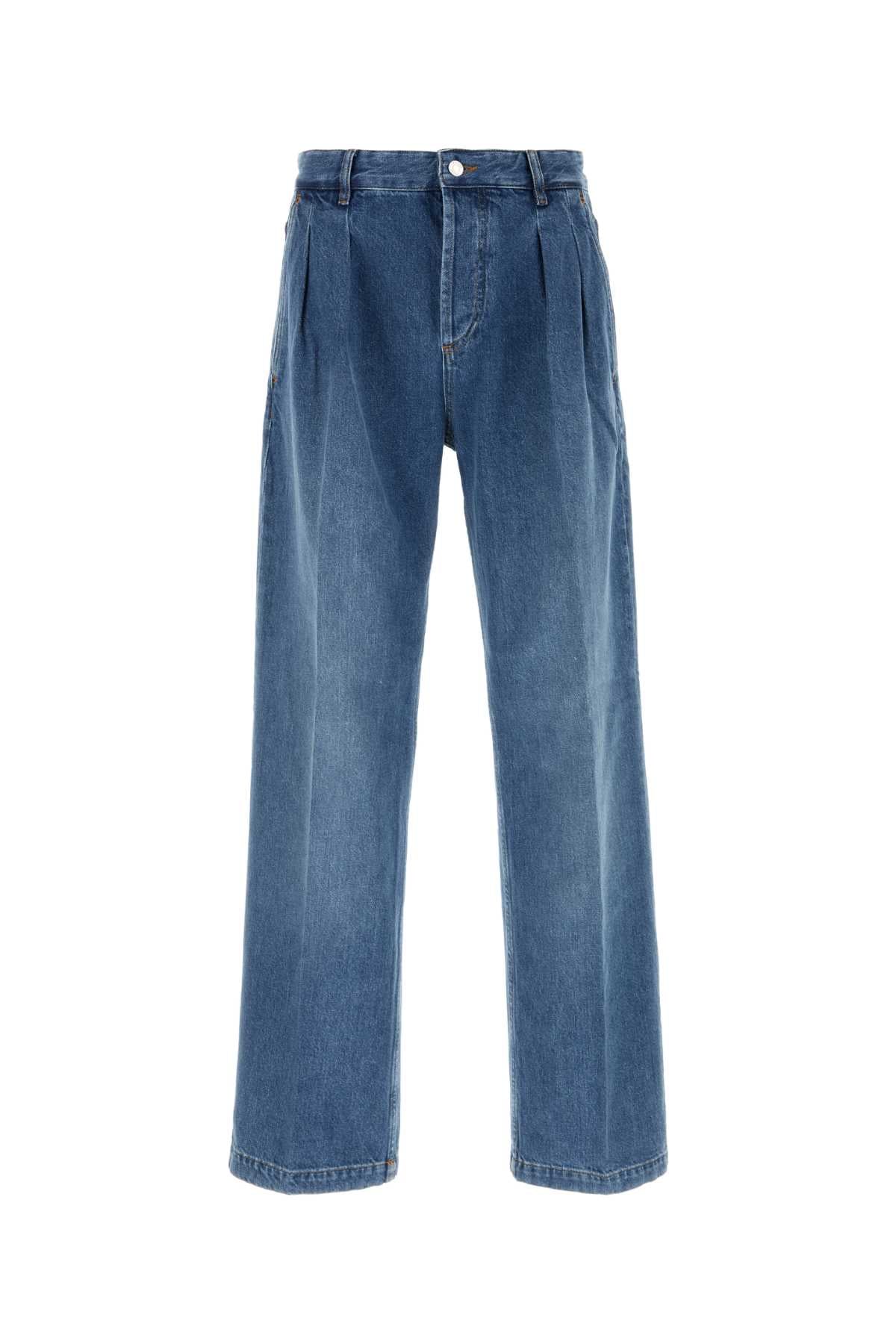 Marine Serre Men Light Blue Denim Straight Jeans MARINE SERRE