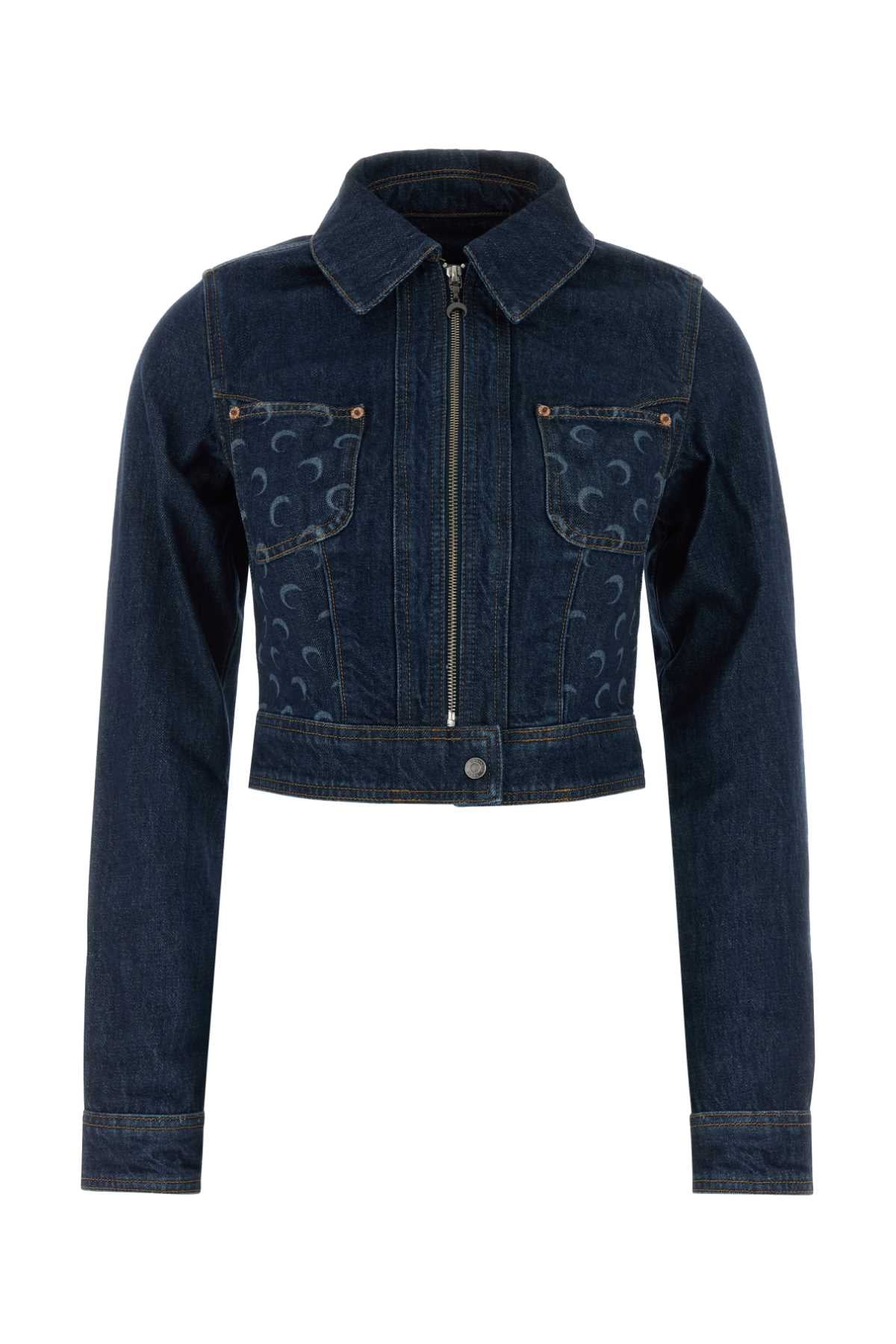 Marine Serre Women Dark Blue Denim Jacket MARINE SERRE