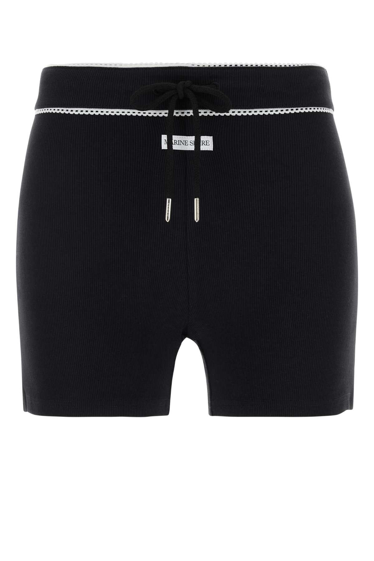 Marine Serre Women Black Stretch Cotton Shorts MARINE SERRE