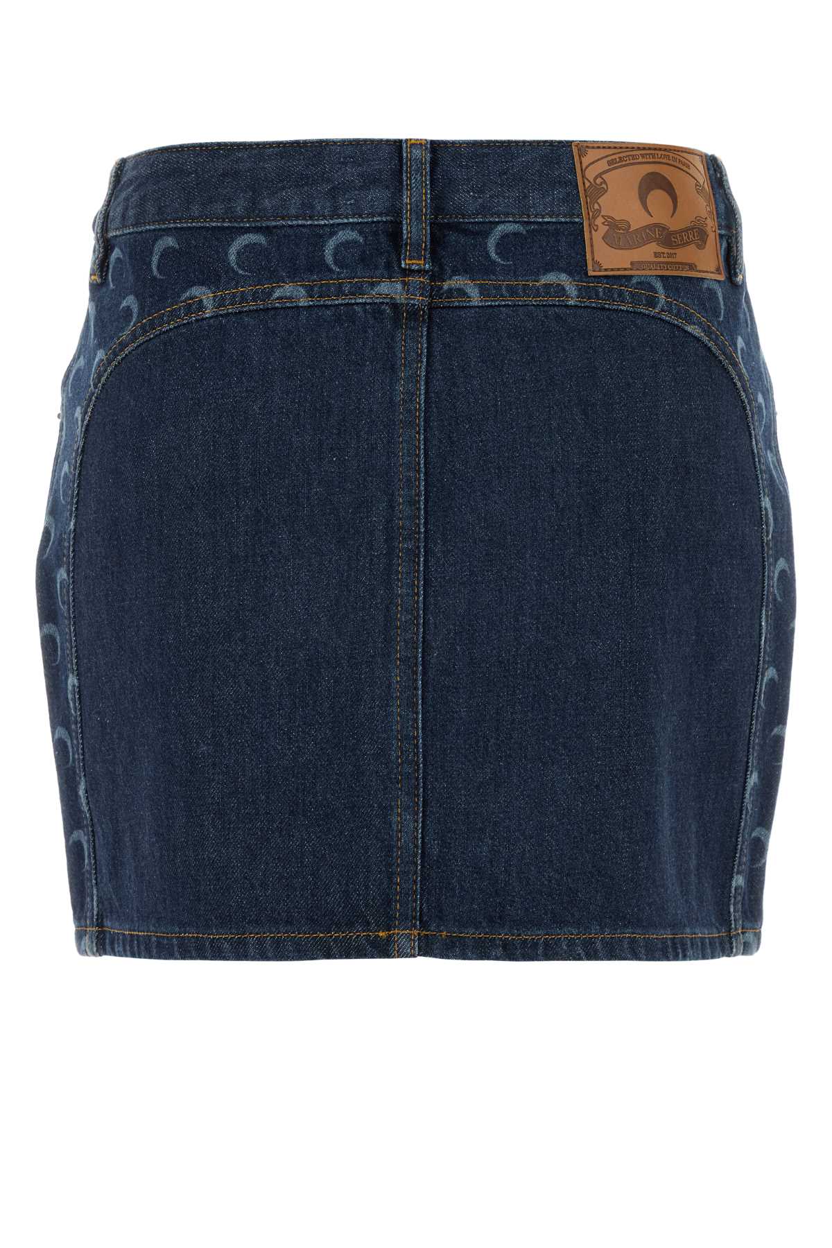 Marine Serre Women Blue Denim Mini Skirt MARINE SERRE