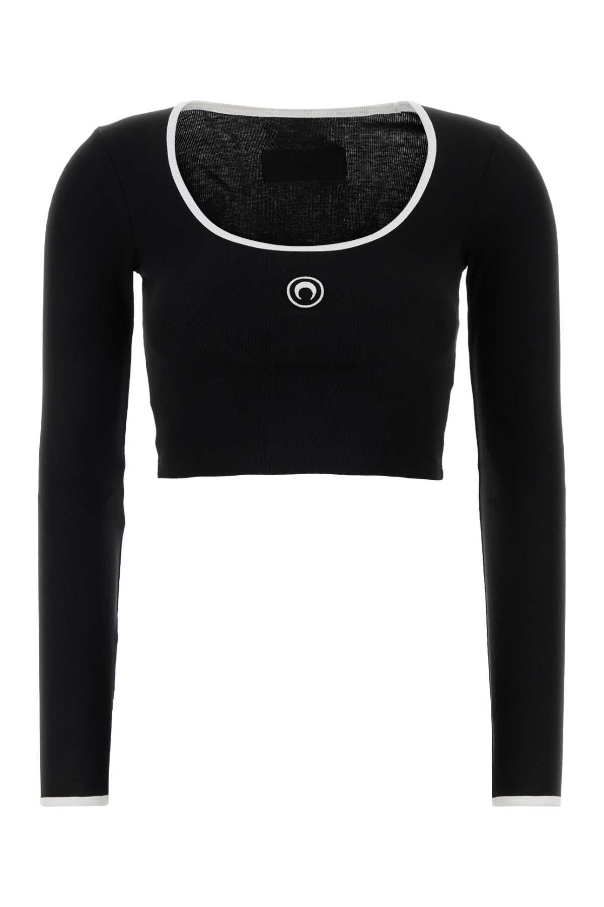 Marine Serre Women Black Cotton T-Shirt MARINE SERRE
