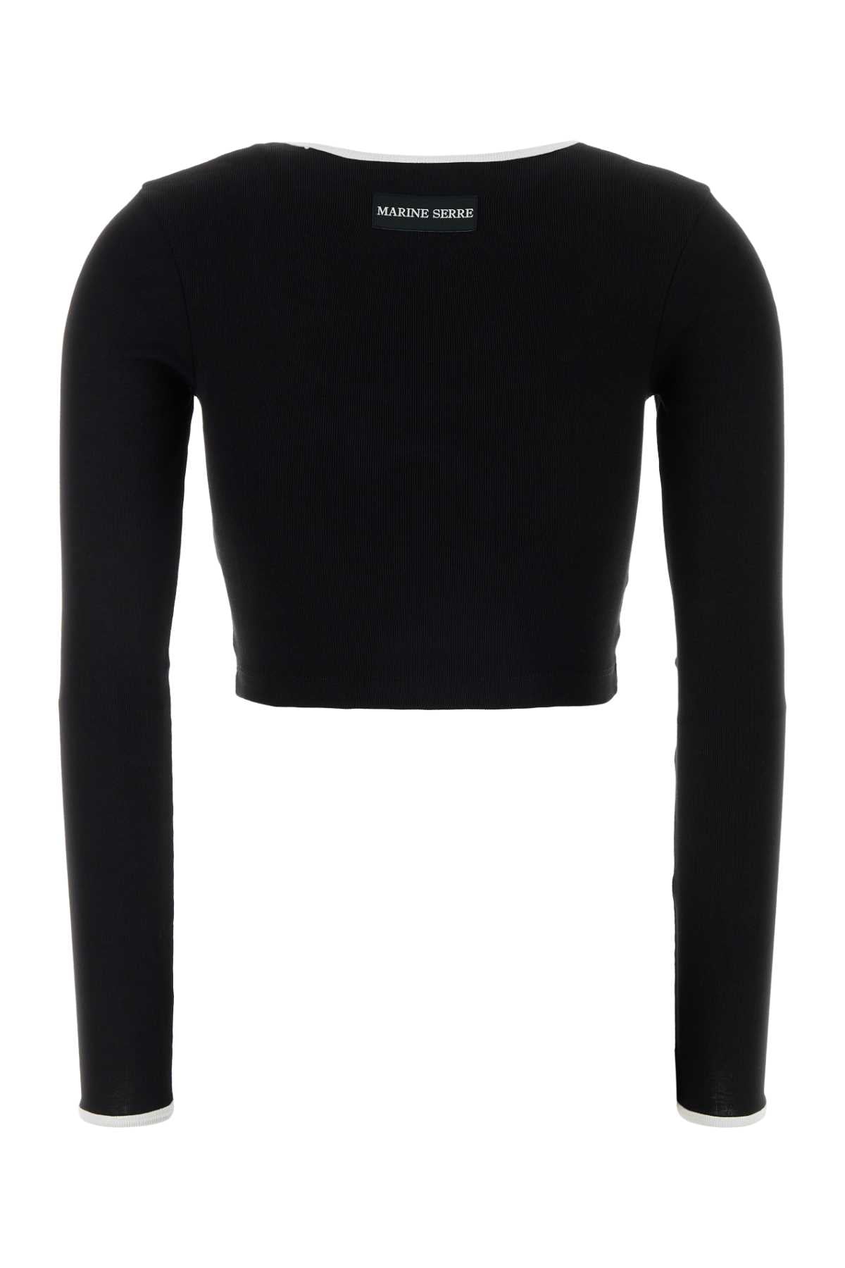 Marine Serre Women Black Cotton T-Shirt MARINE SERRE