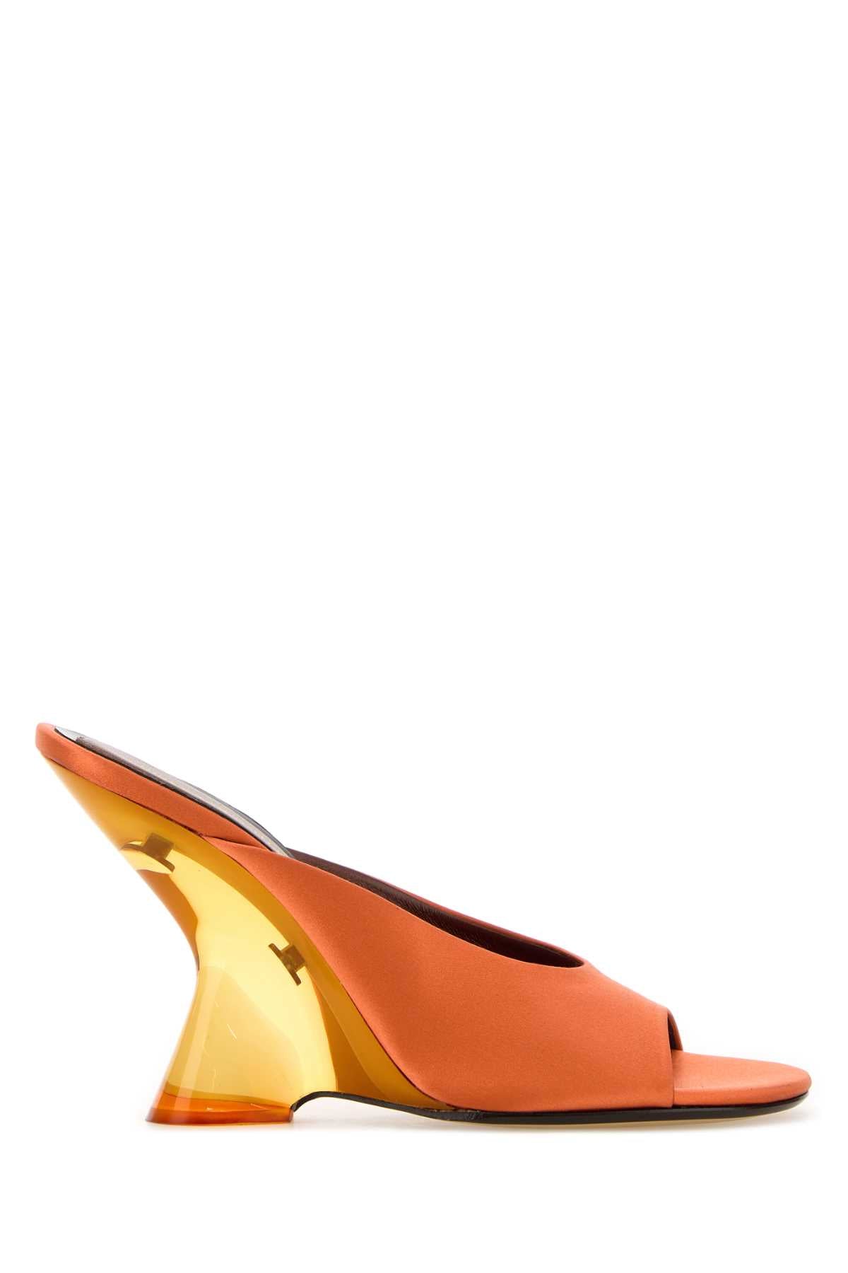 Dries Van Noten Women Orange Satin Mules DRIES VAN NOTEN
