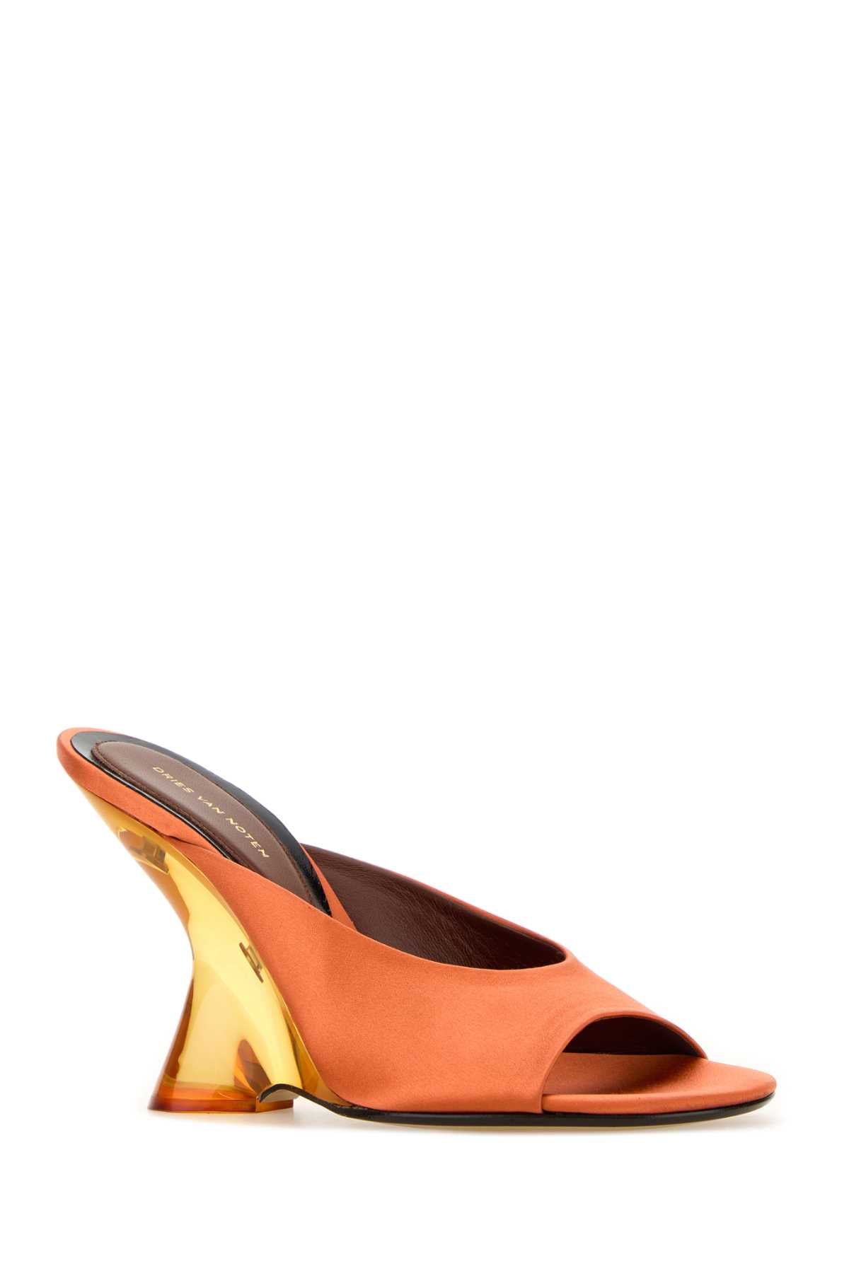 Dries Van Noten Women Orange Satin Mules DRIES VAN NOTEN