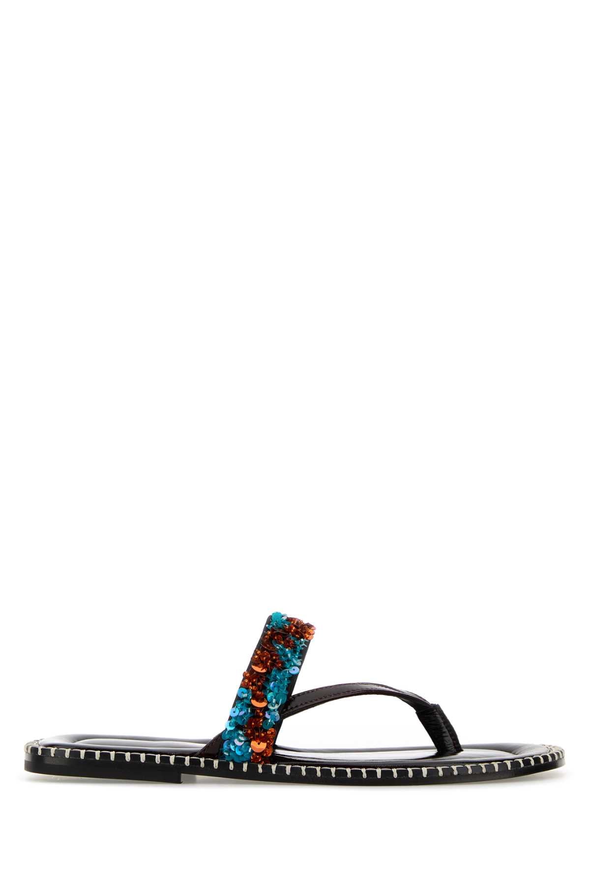 Dries Van Noten Women Chocolate Leather Thong Slippers DRIES VAN NOTEN