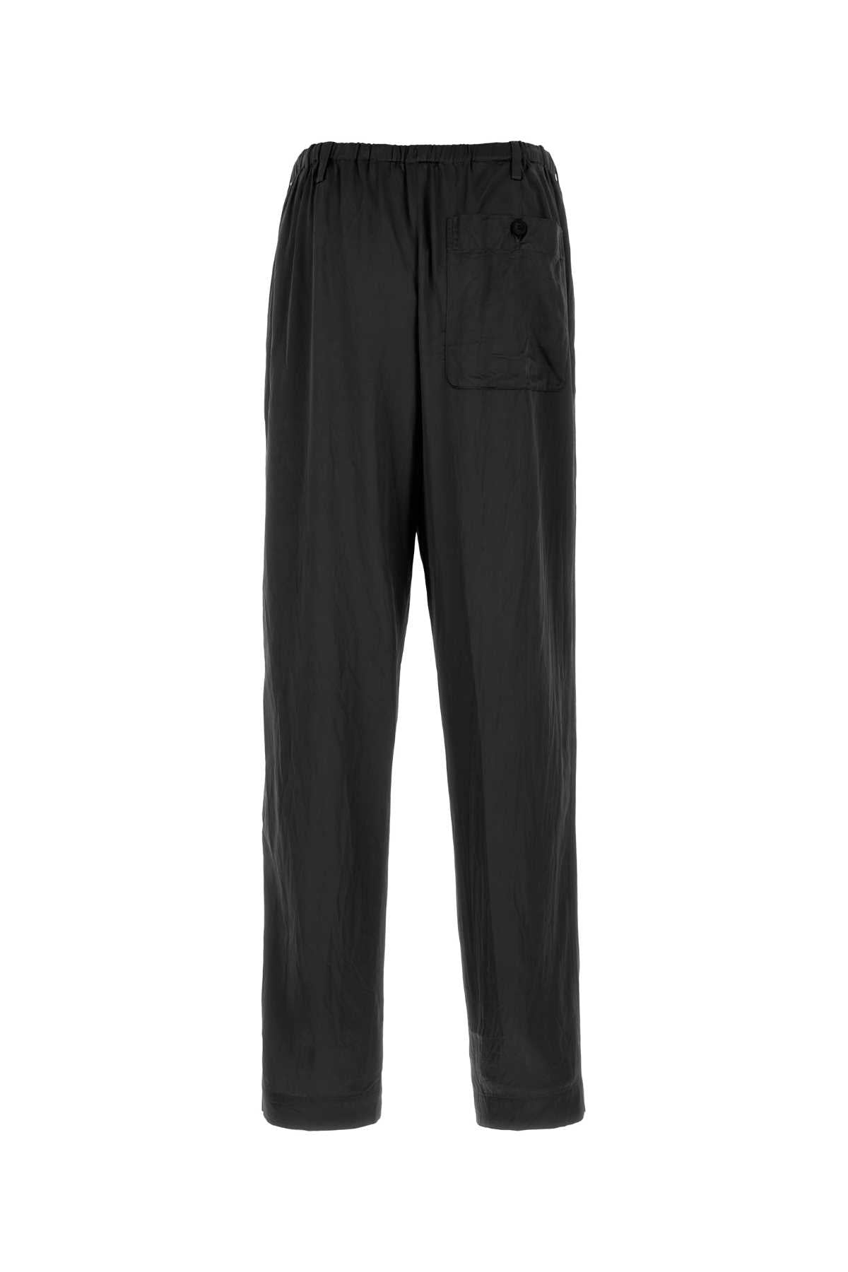 Dries Van Noten Men Black Satin Penny Pant DRIES VAN NOTEN